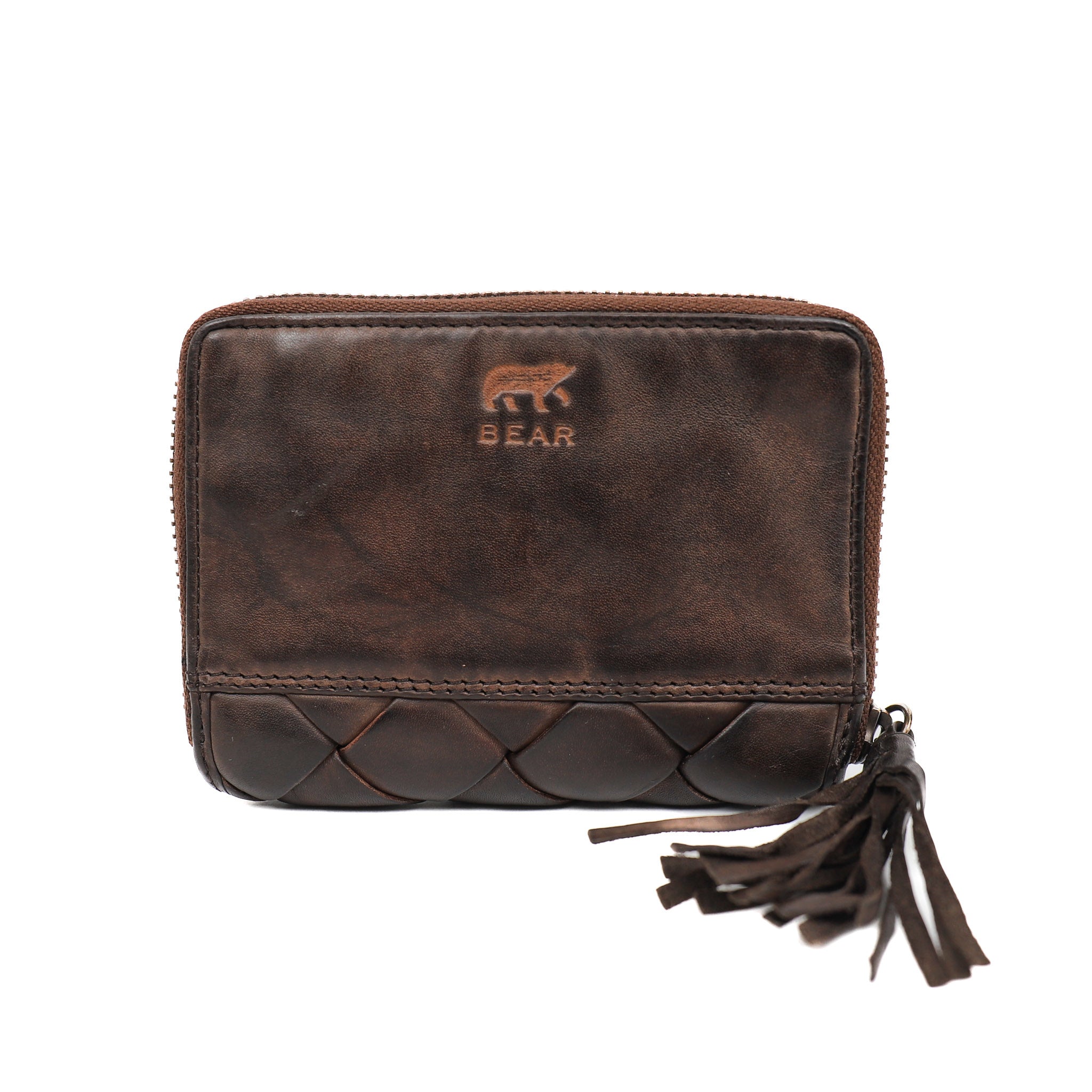 Braided wallet 'Marijn' dark brown