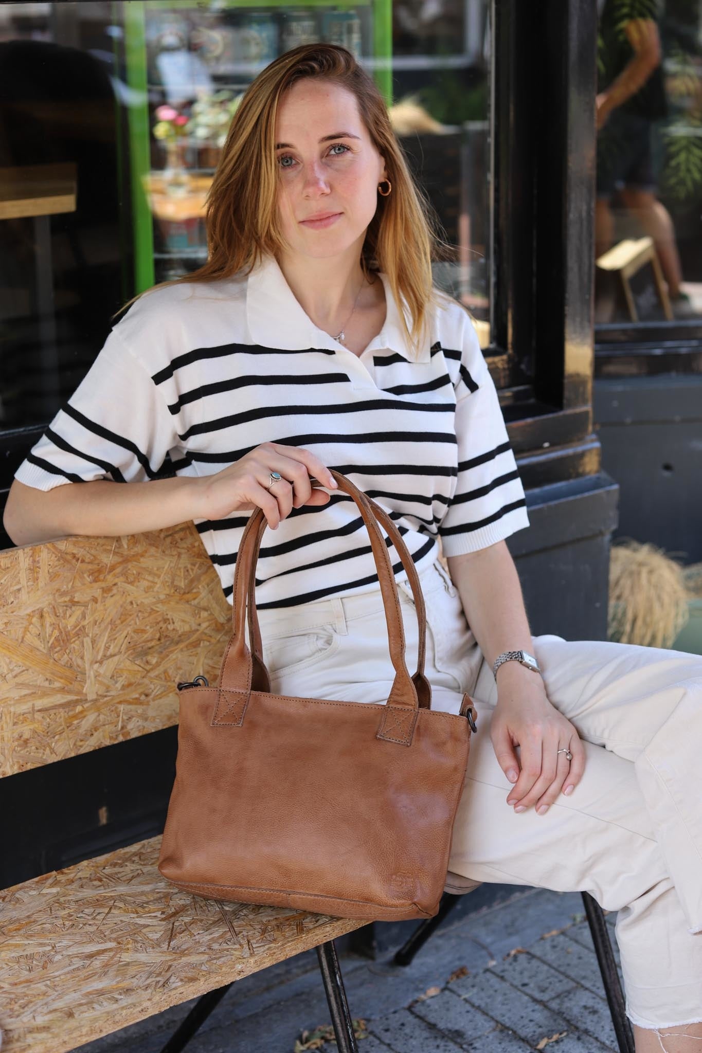 Hand/shoulder bag 'Katya' cognac