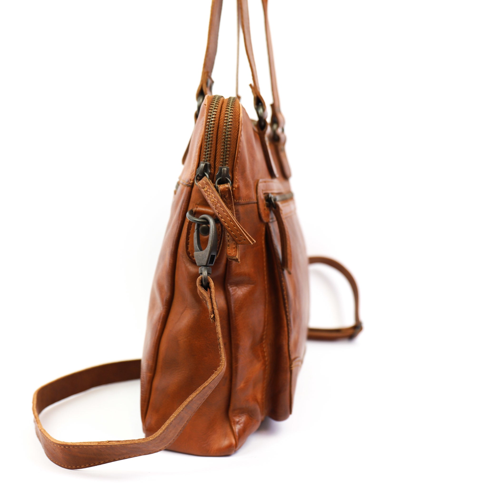 Hand/shoulder bag 'Lia' cognac