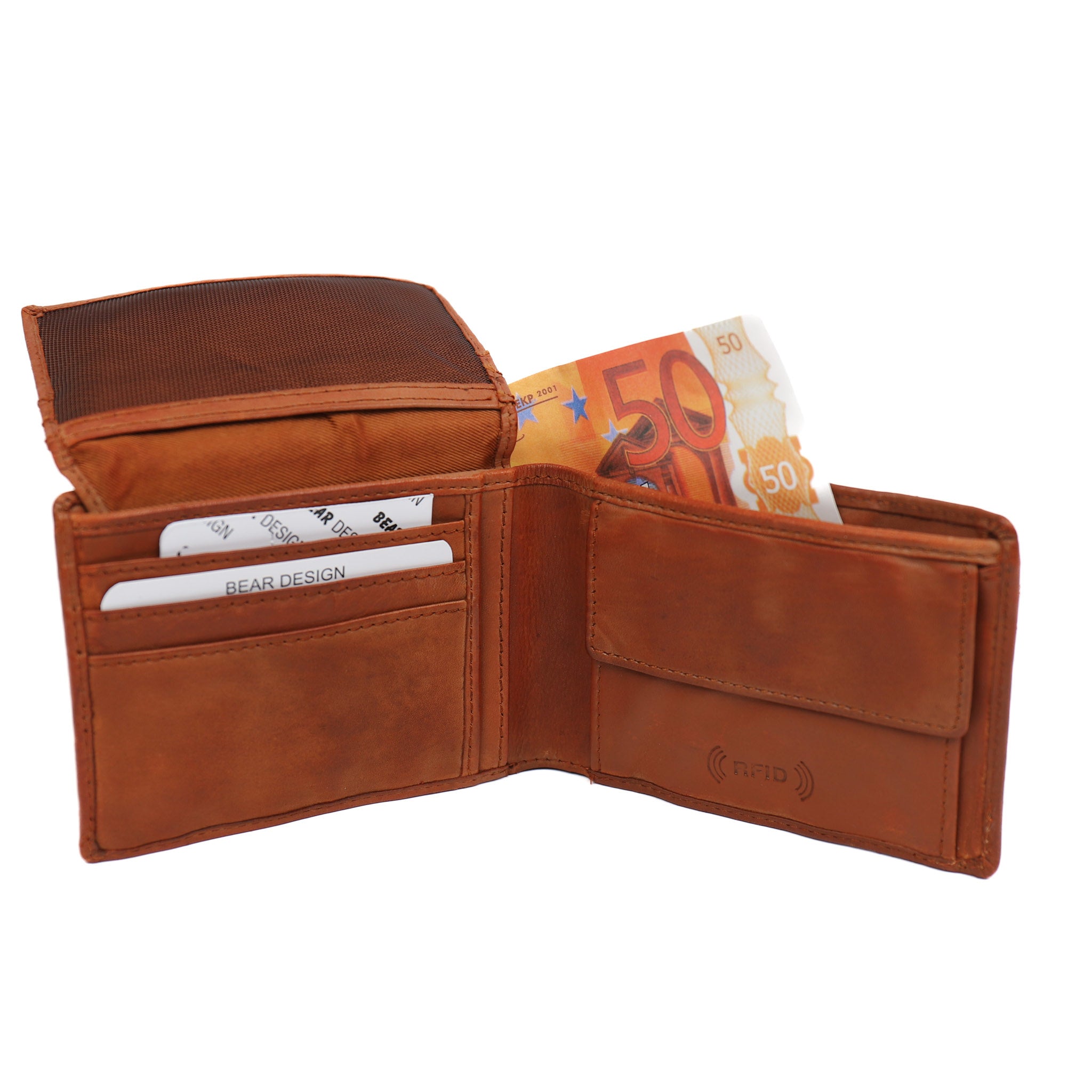 Herenportemonnee/billfold 'Joep' cognac