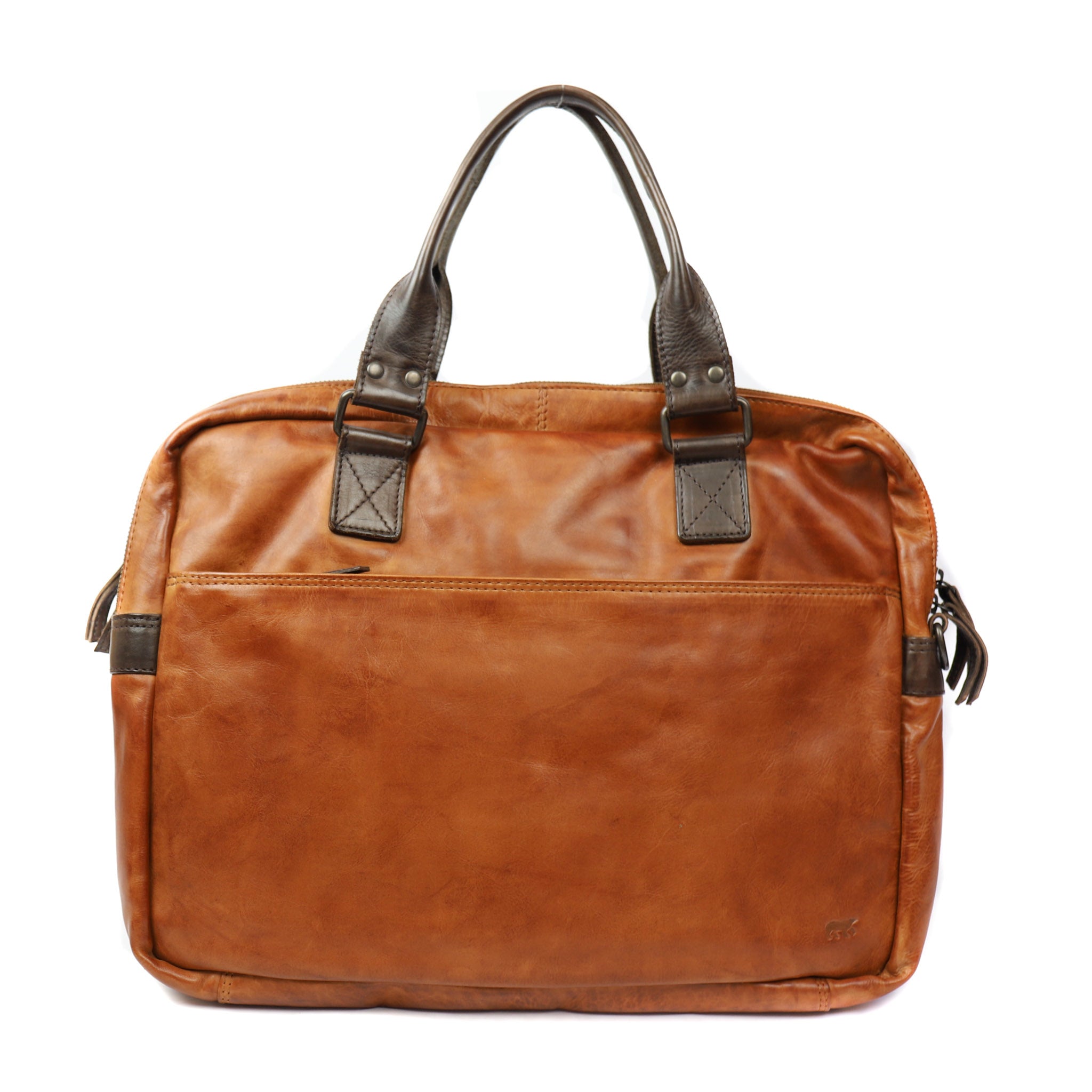 Laptoptas 'Leandro' cognac/donkerbruin