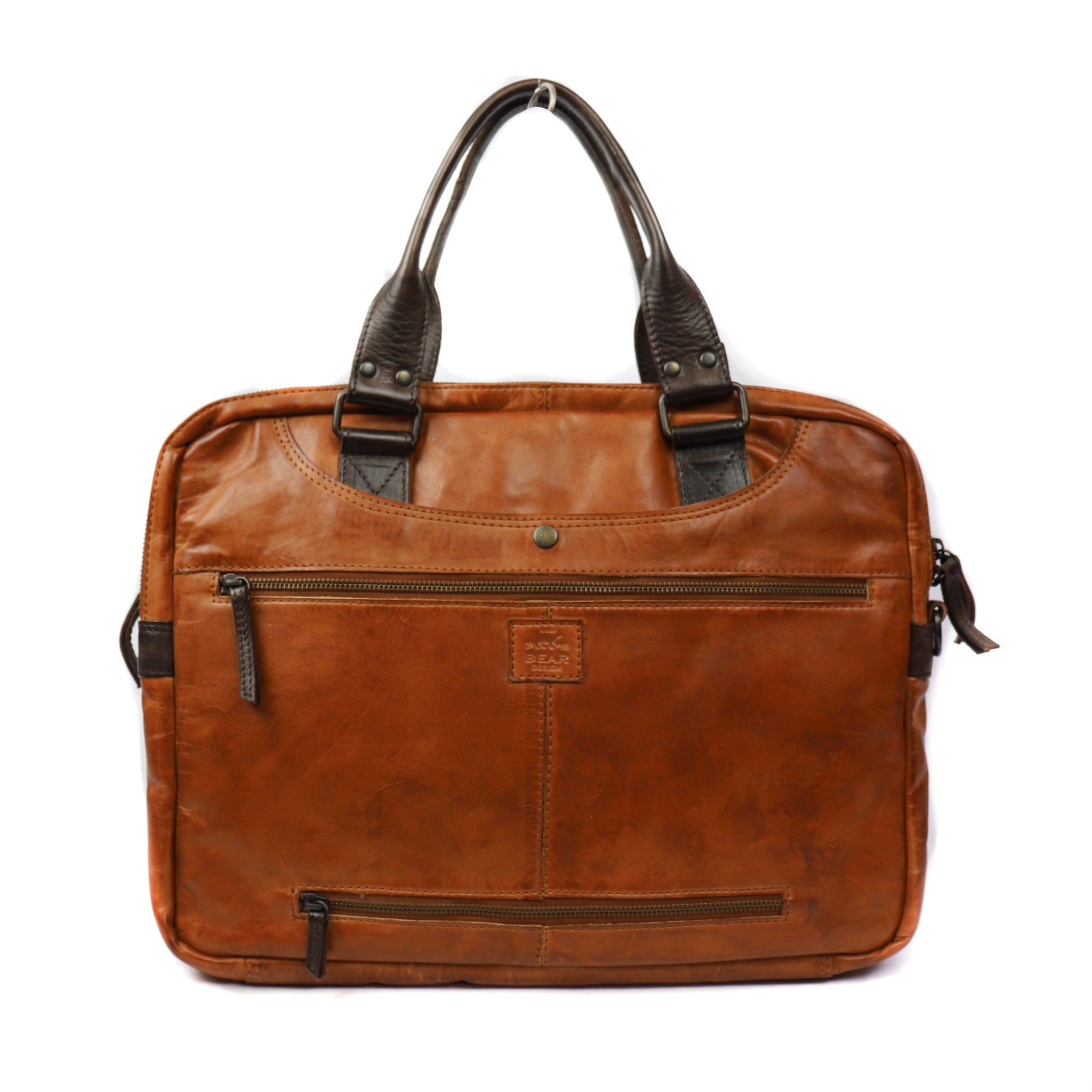 Laptoptas 'Leandro' cognac/donkerbruin