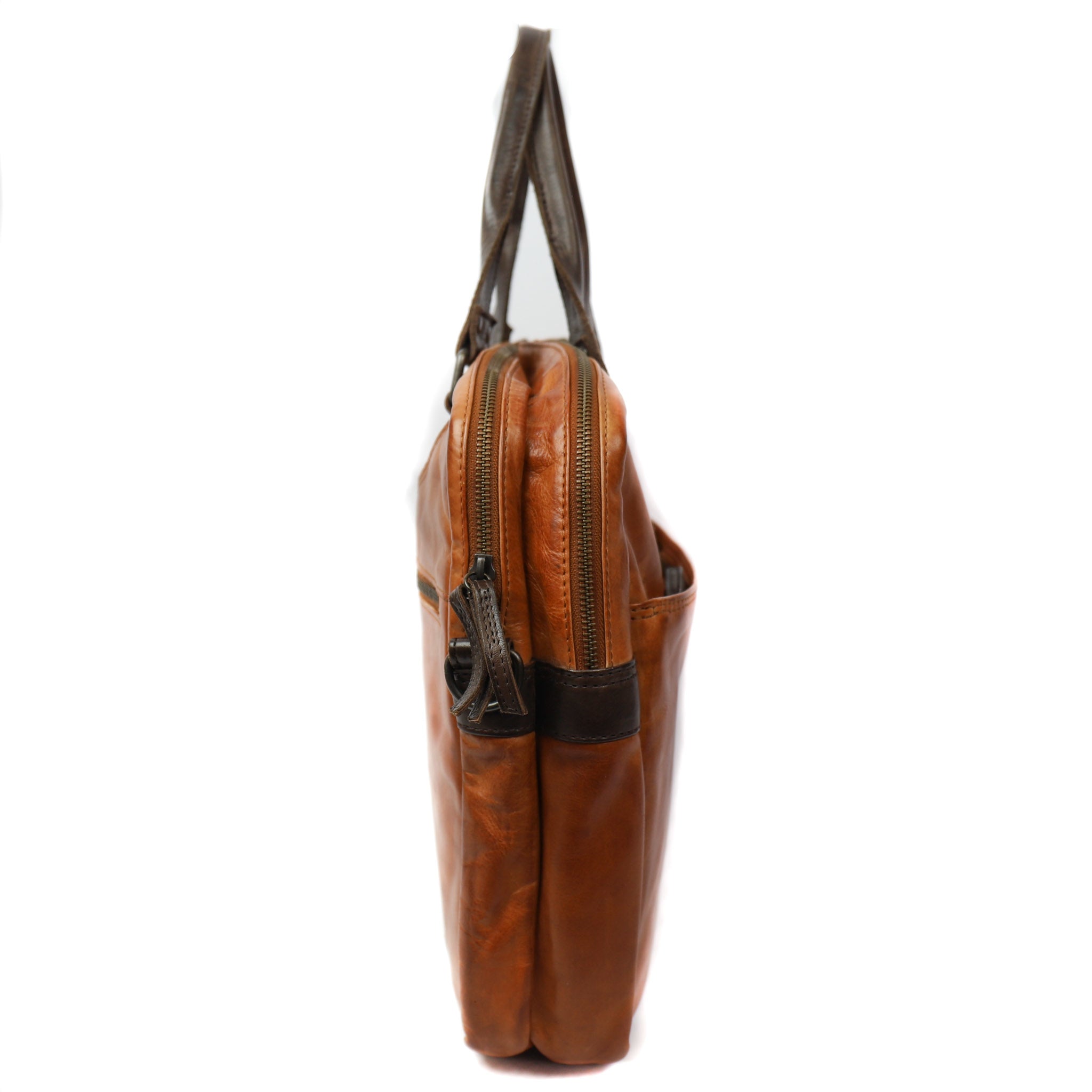 Laptoptas 'Leandro' cognac/donkerbruin