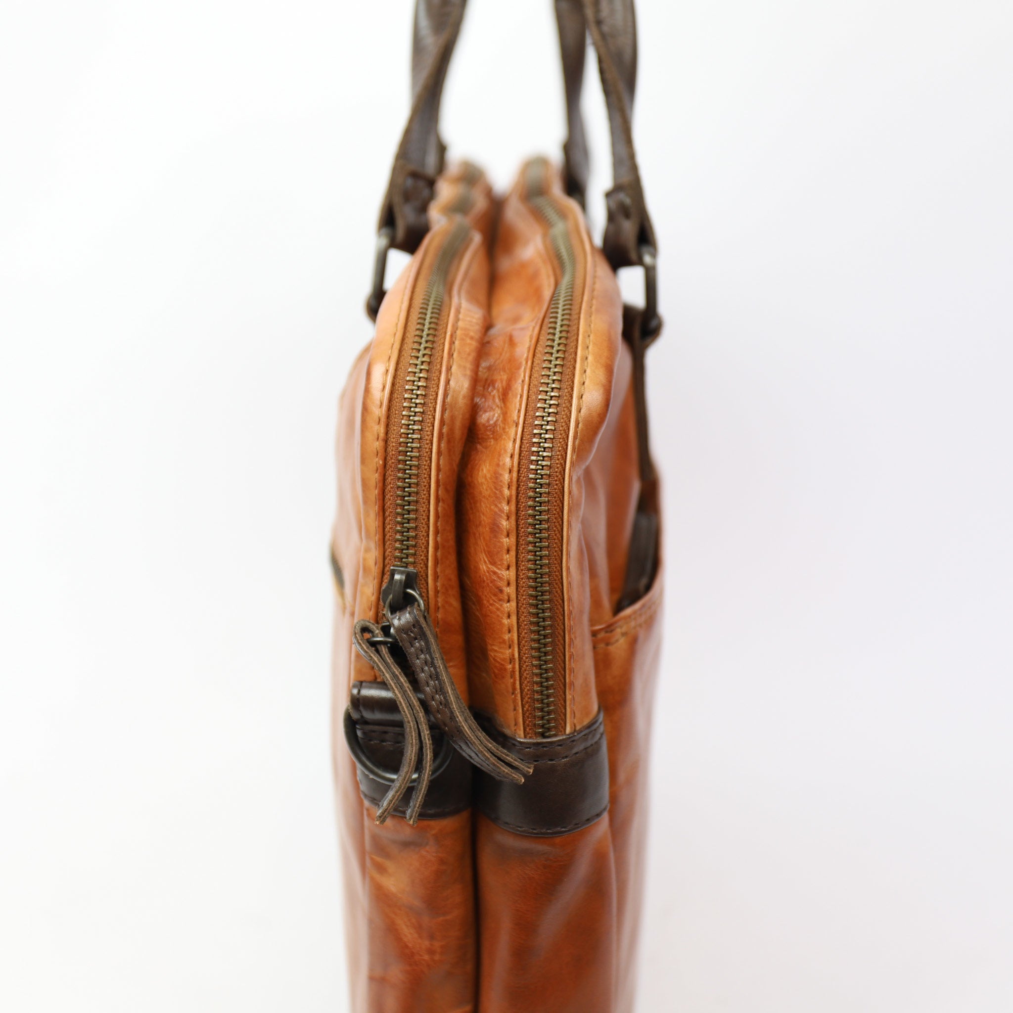 Laptoptas 'Leandro' cognac/donkerbruin