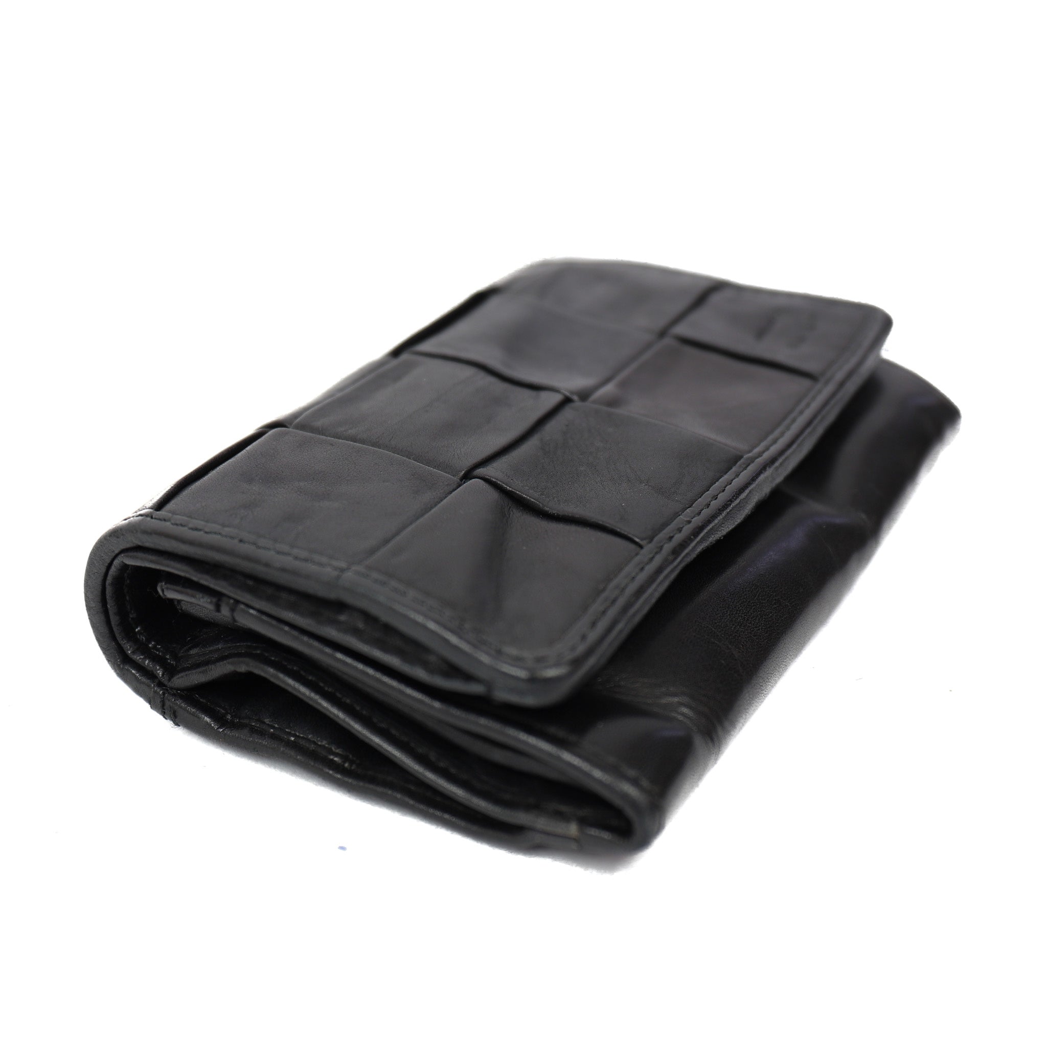 Wrap wallet 'Flappie' black braided - CL 19005