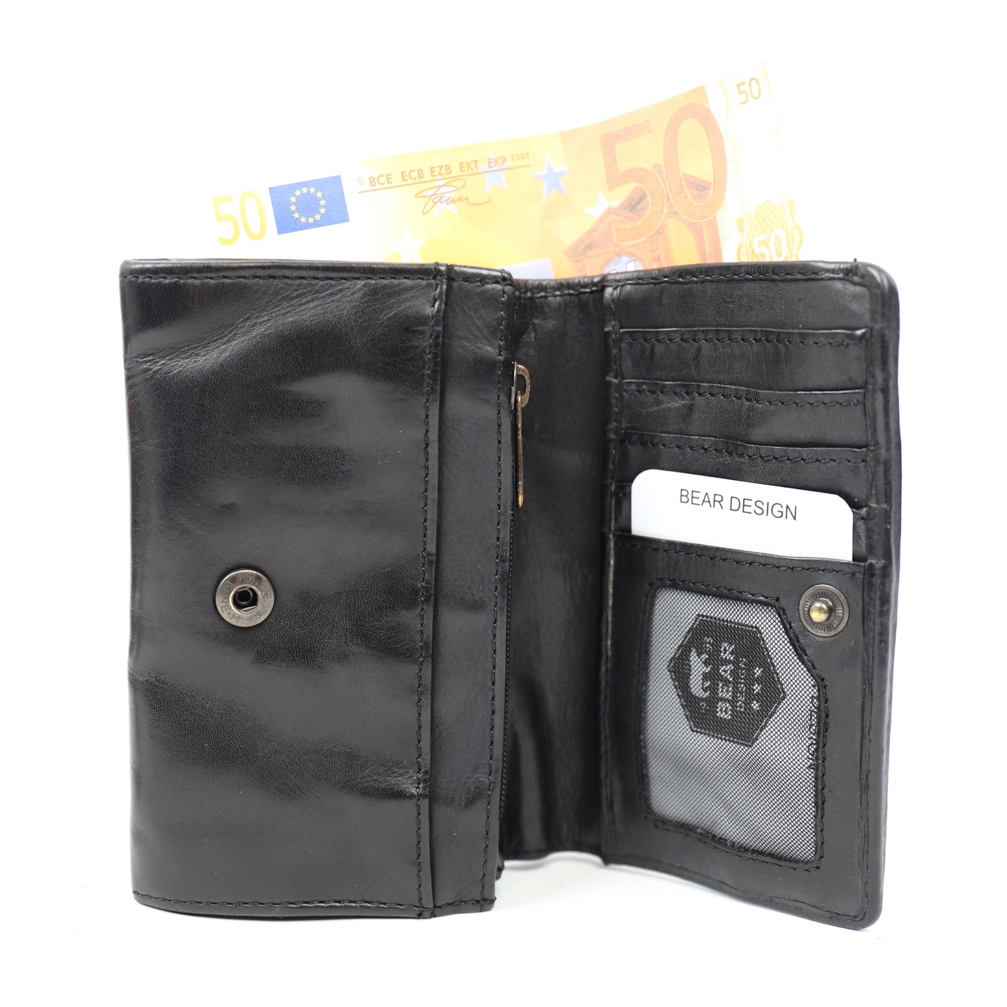 Wrap wallet 'Flappie' black braided - CL 19005