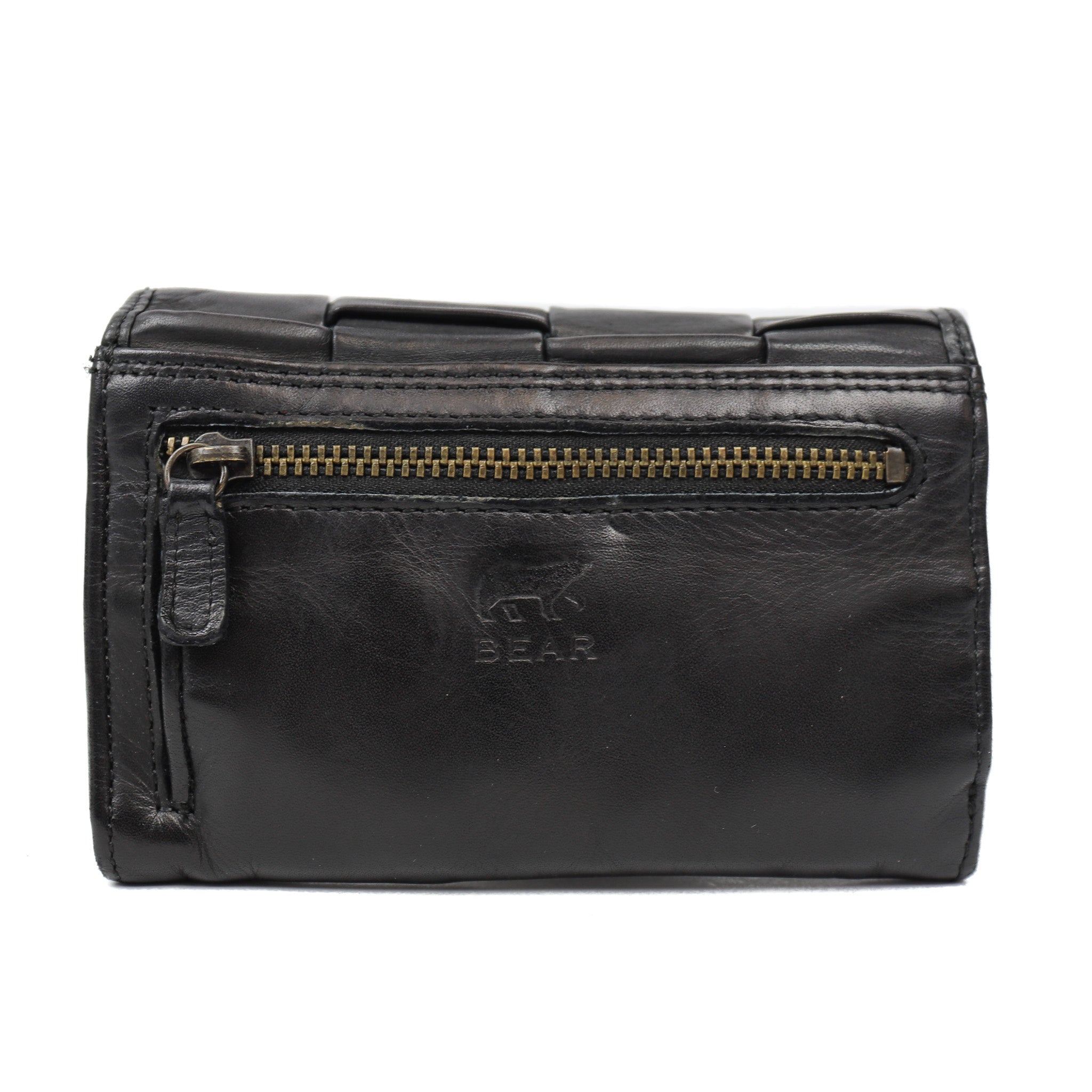 Wrap wallet 'Flappie' black braided - CL 19005