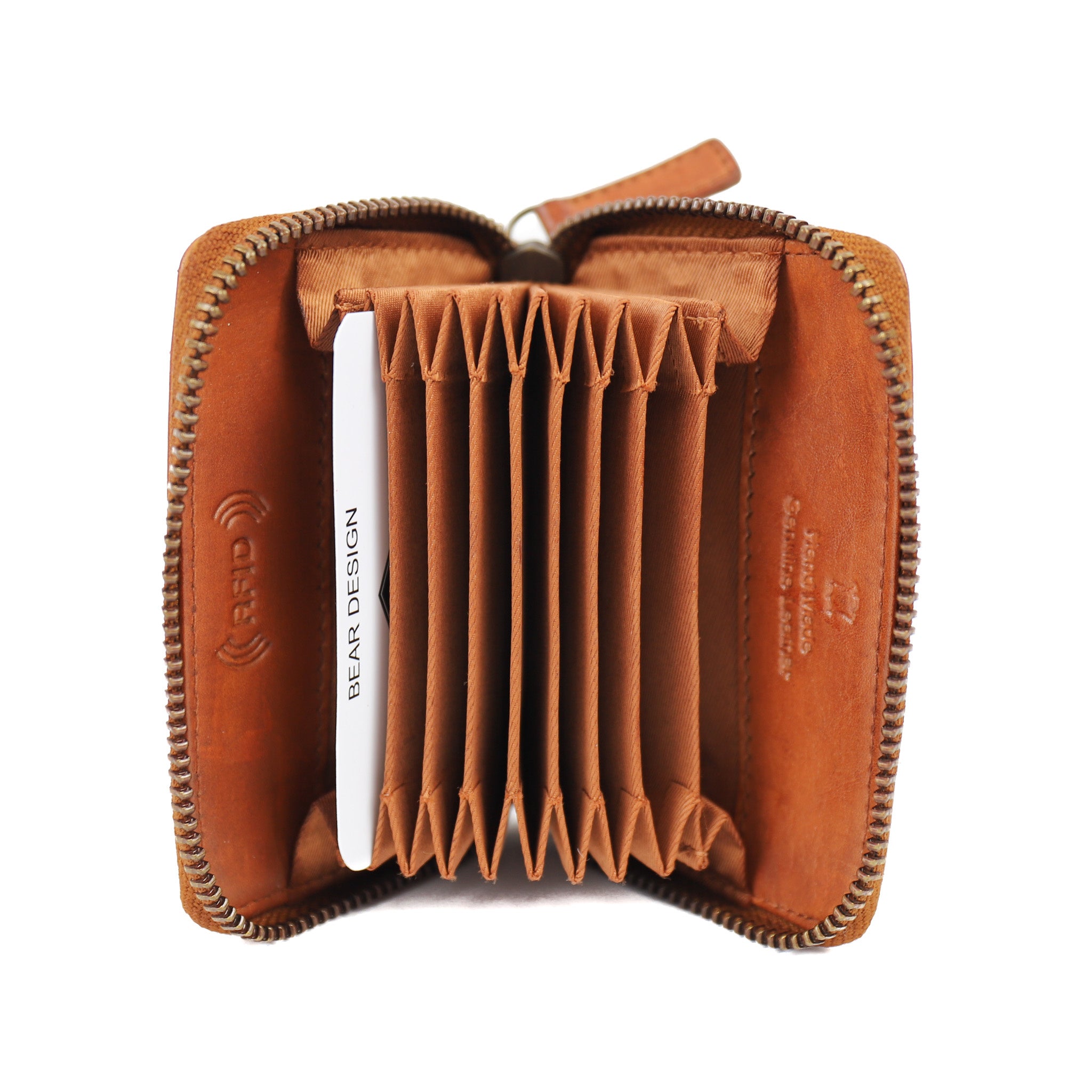 Ritsportemonnee/pasjeshouder 'Rudie' cognac