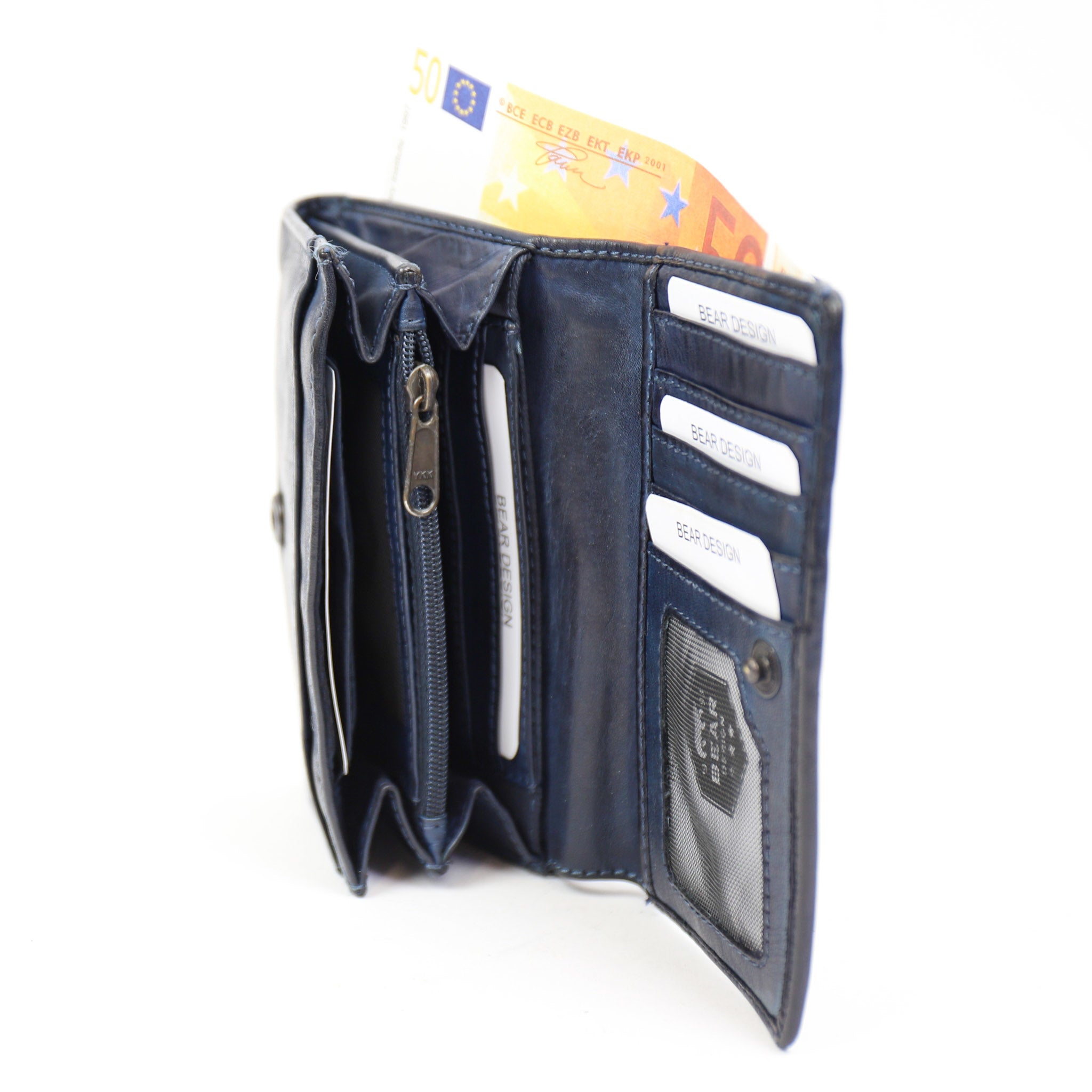 Overslag portemonnee 'Flappie' donkerblauw
