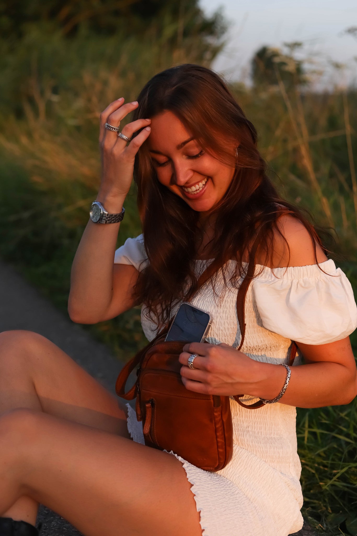 Shoulder bag 'Karin' cognac - CL 5243