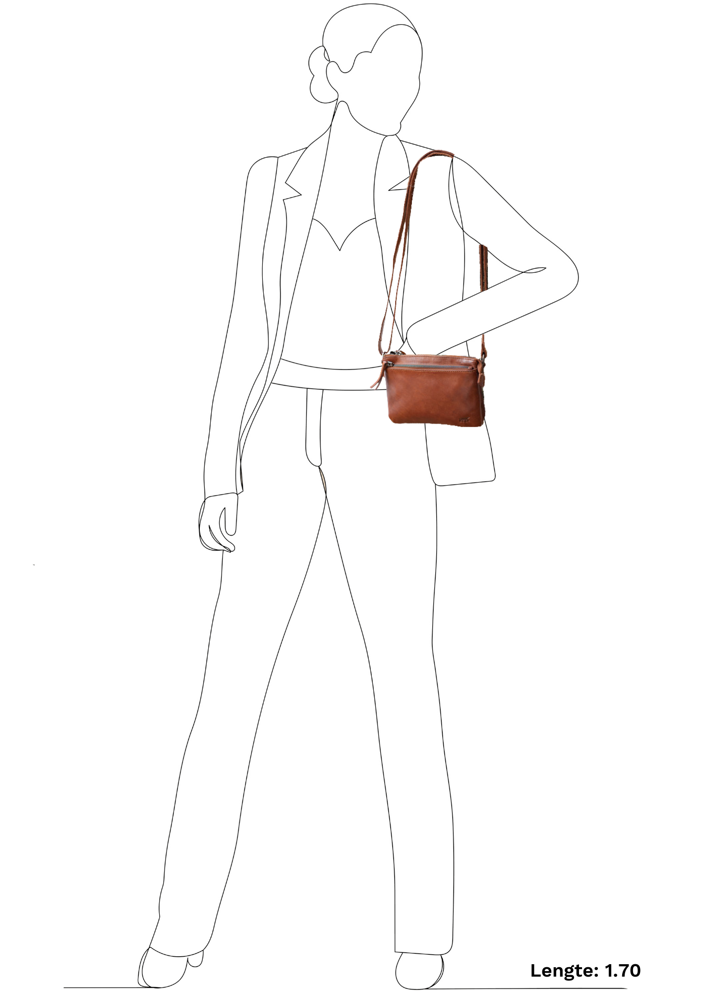 Schoudertasje 'Maithe' cognac - CL 41703