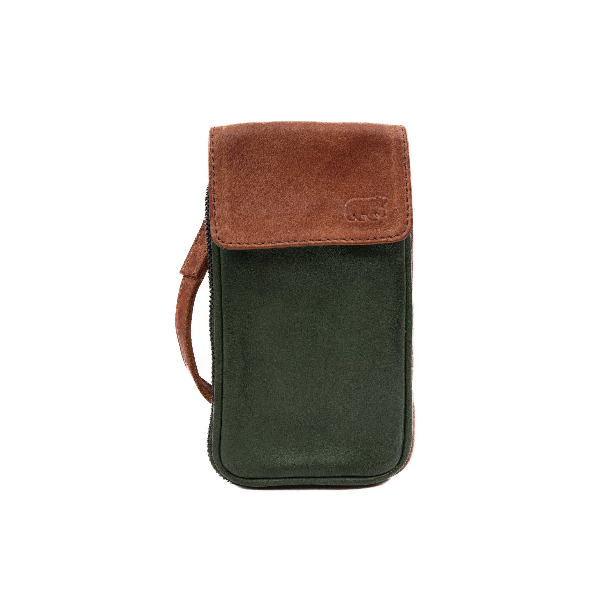Phone bag 'Ahana' green/cognac - CP 2106