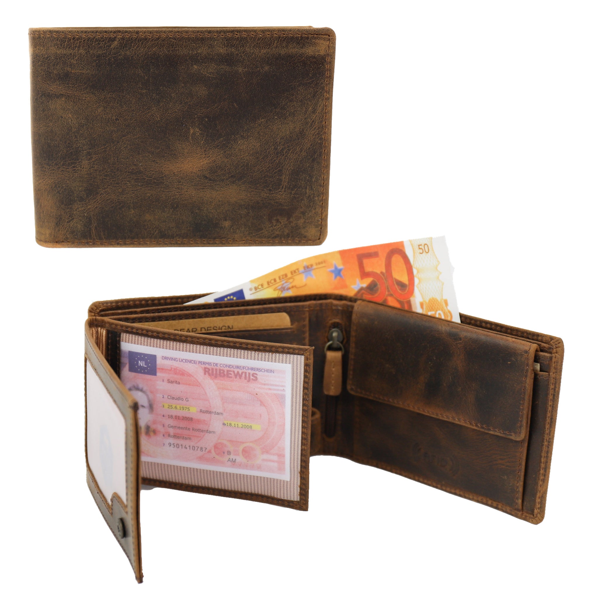 Billfold 'Jan' vintage brown