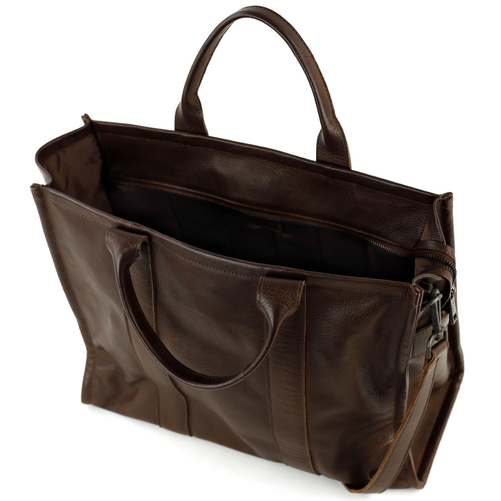 Laptoptas/tote bag 15.6” 'Pepe' XL donkerbruin