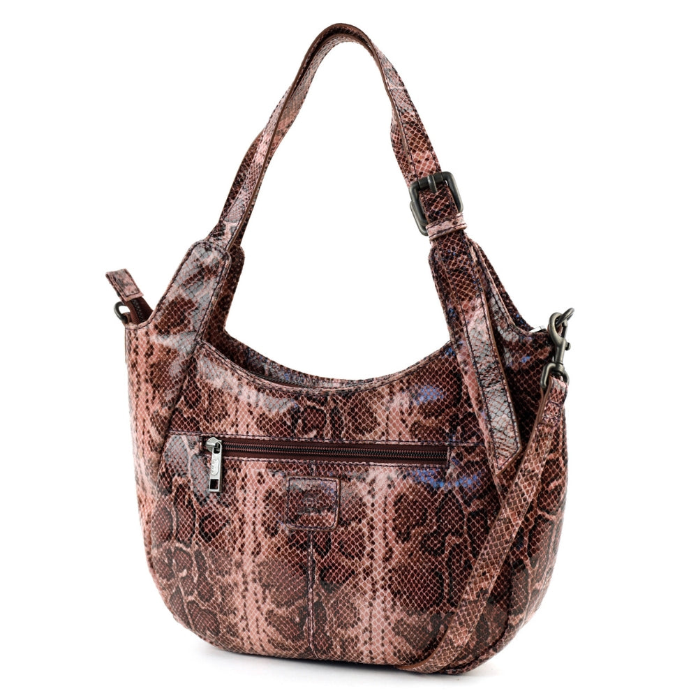 Hand/shoulder bag 'Francesca' snake pink