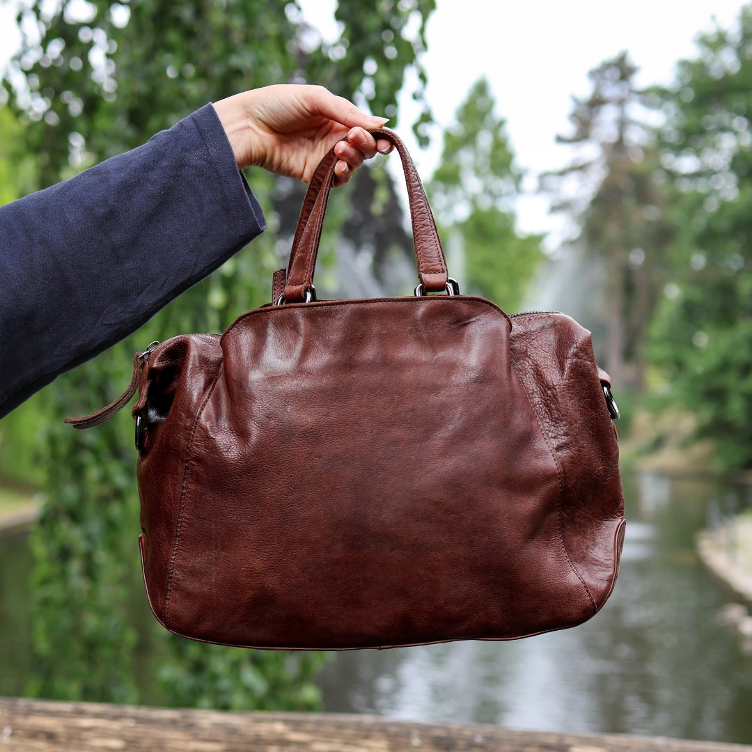 Hand/shoulderbag 'Jinte' dark brown