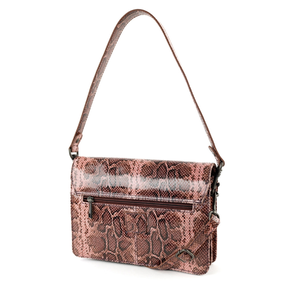 Hand-/schoudertasje met flap 'Stella' snake pink