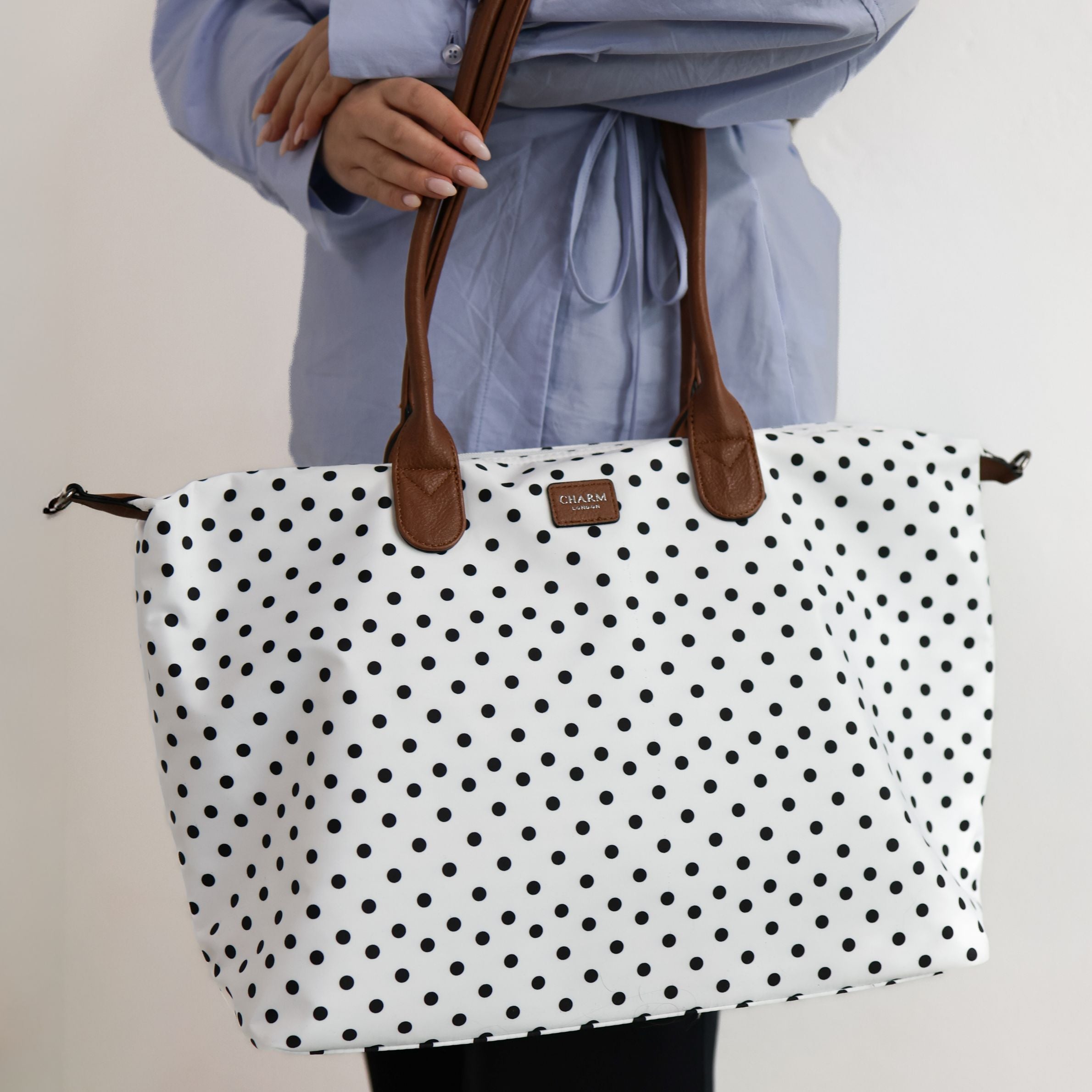 Buckingham Shopper stippen zwart-wit