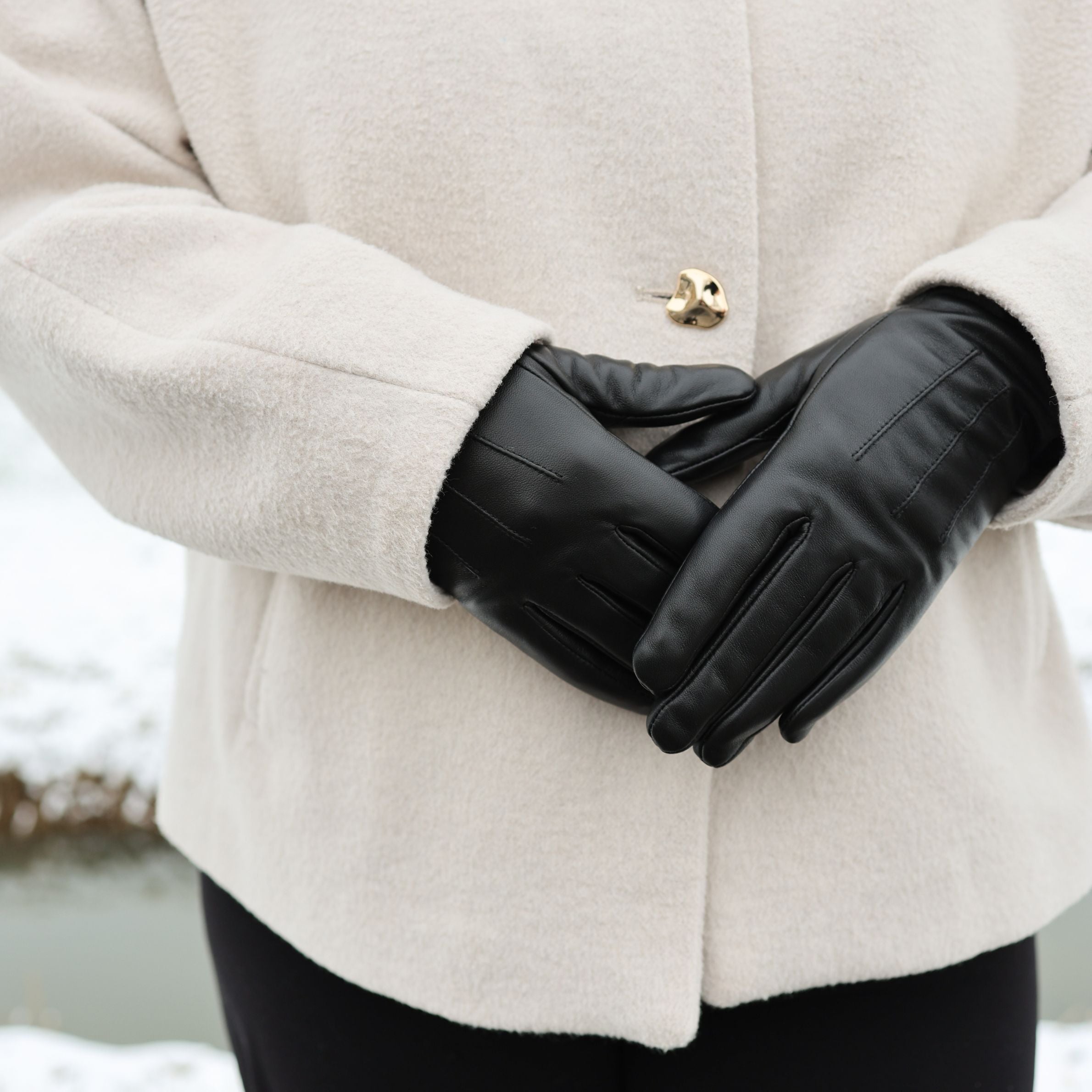 Leather women's gloves 'Claudia' black