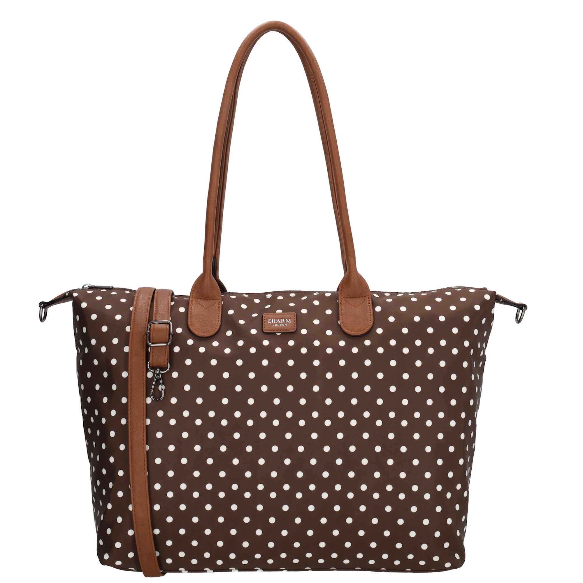 Buckingham Laptoptas 15.6 inch stippen wit-donkerbruin