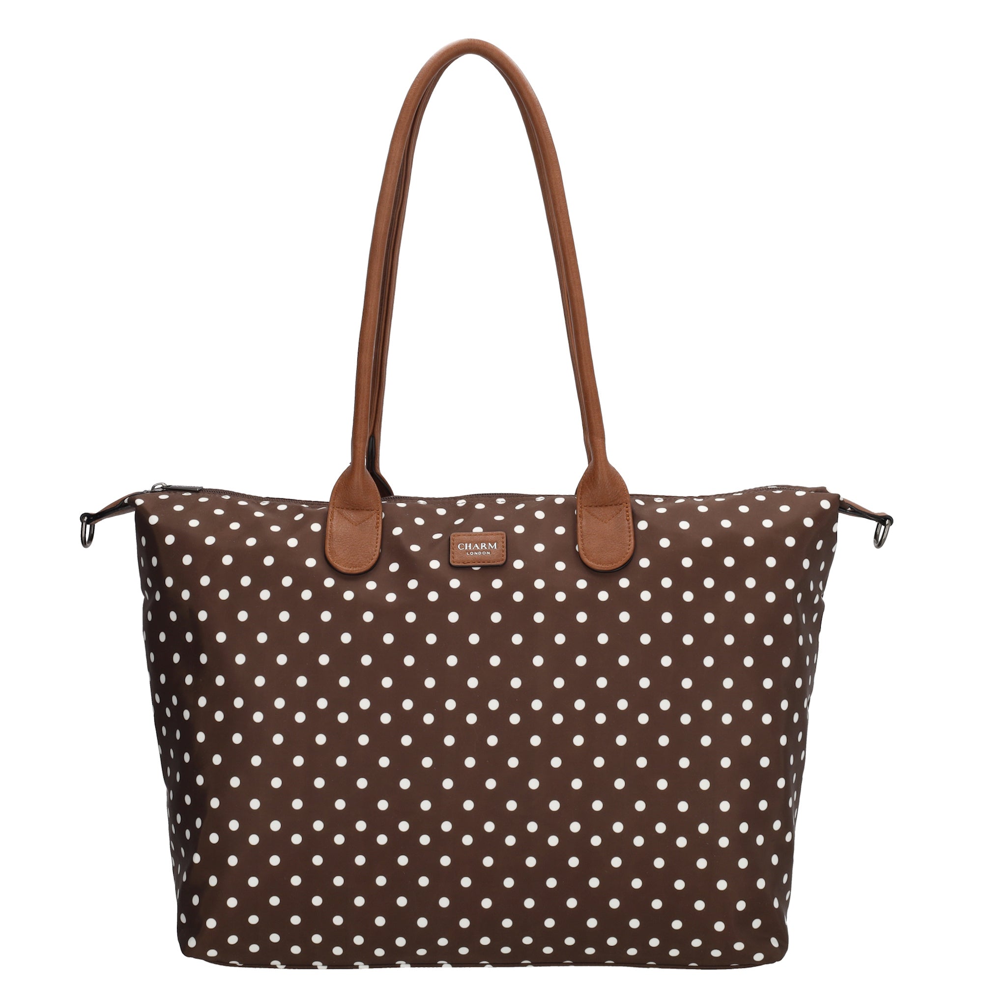 Buckingham Laptoptas 15.6 inch stippen wit-donkerbruin