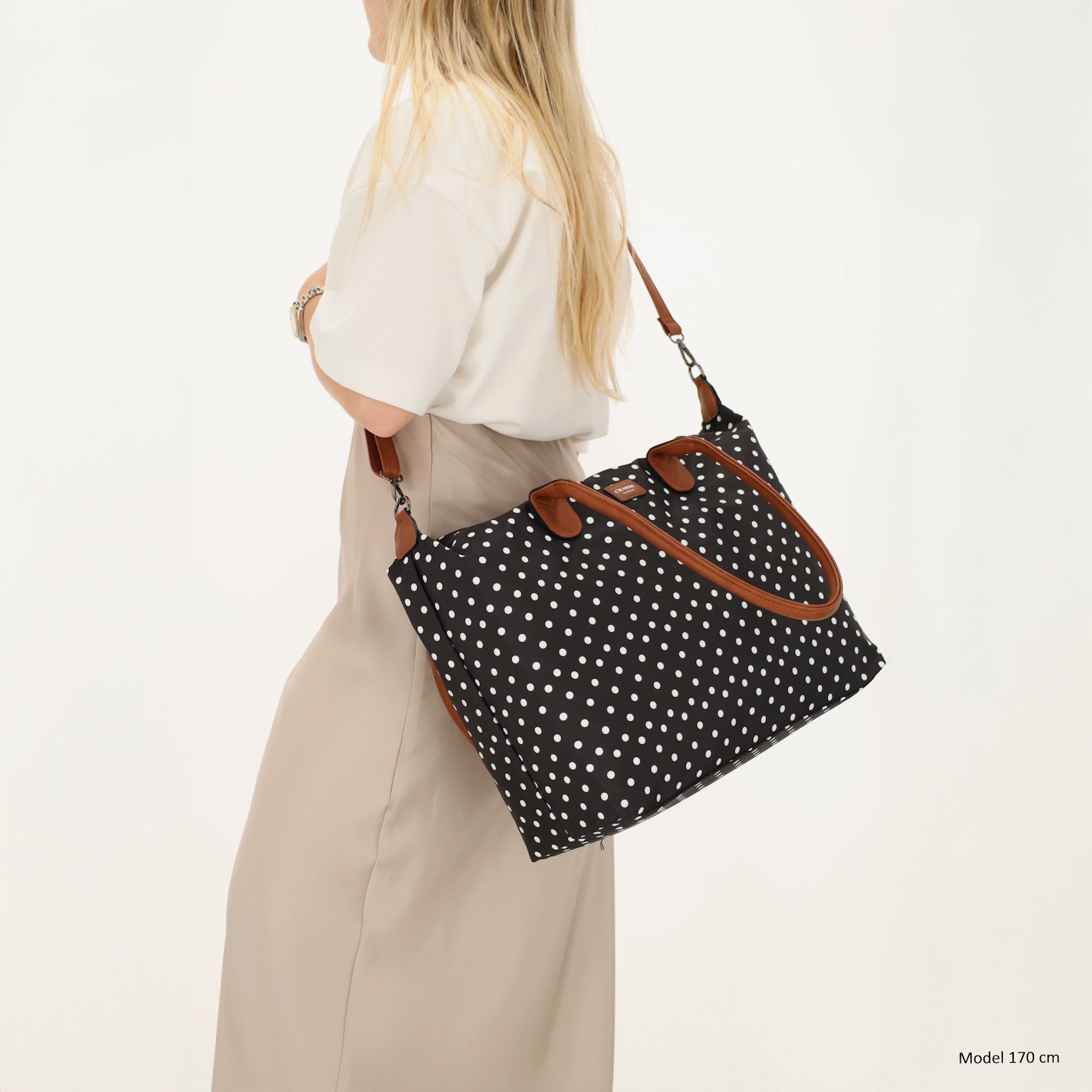 Buckingham Laptoptas 15.6 inch stippen wit-zwart