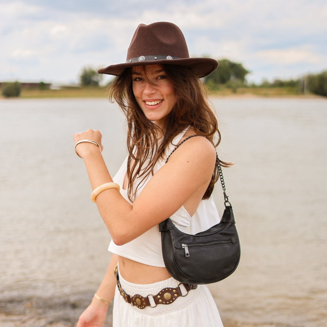 Hand-/schoudertasje met ketting 'Amira' zwart