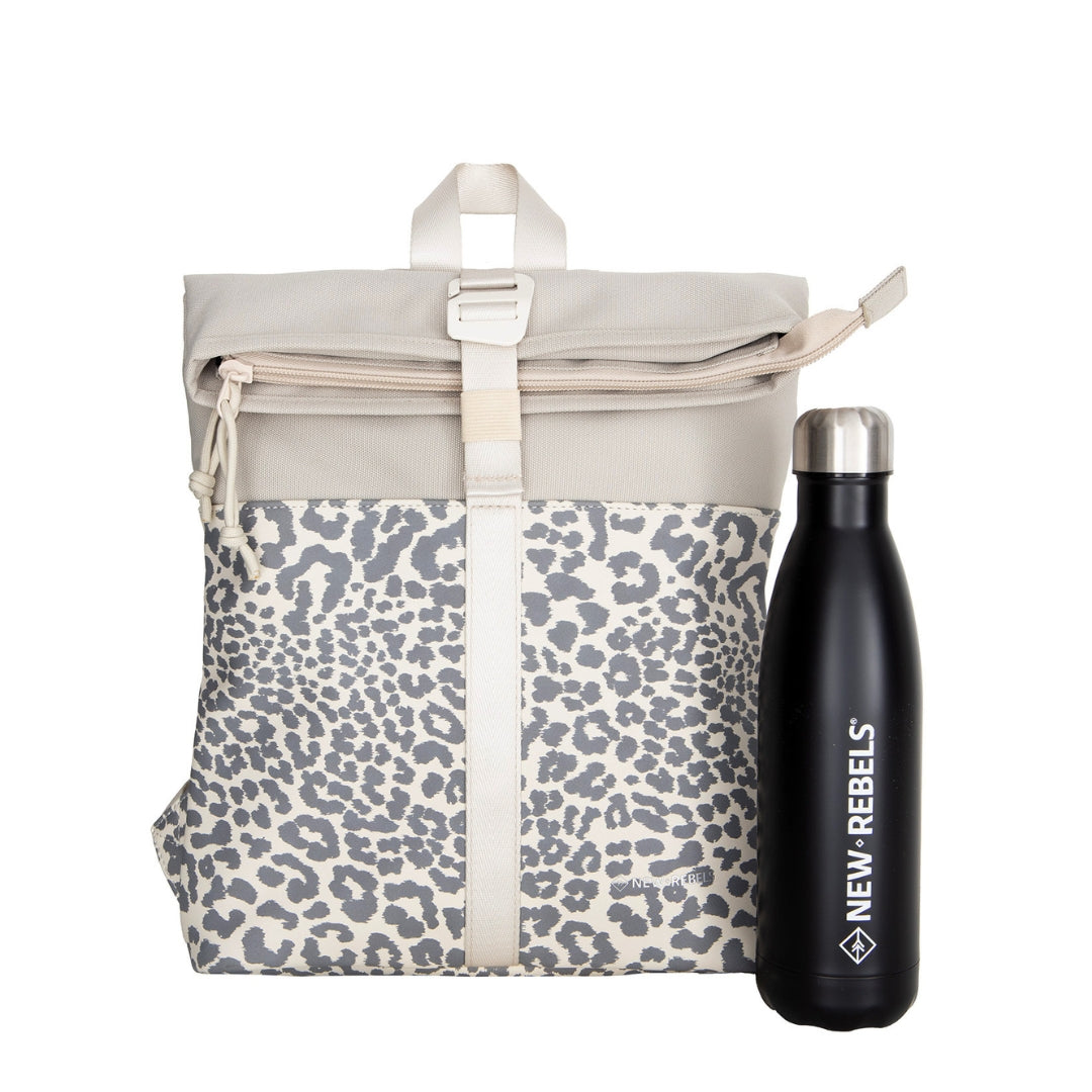 Urban Leopard - Mini water repellent rolltop backpack 'Los Angeles' 7L beige