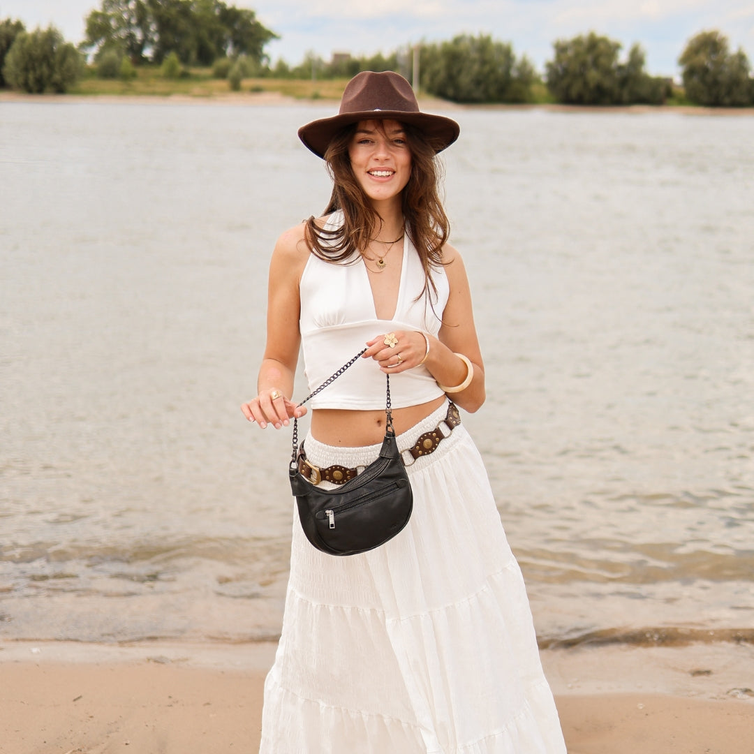 Hand-/schoudertasje met ketting 'Amira' feather