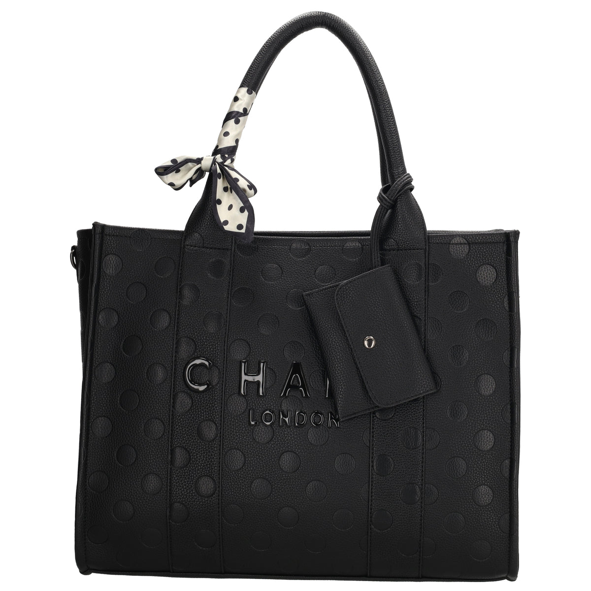 Bond Avenue - 15.6” Laptop Bag in Black with Polka Dot Pattern