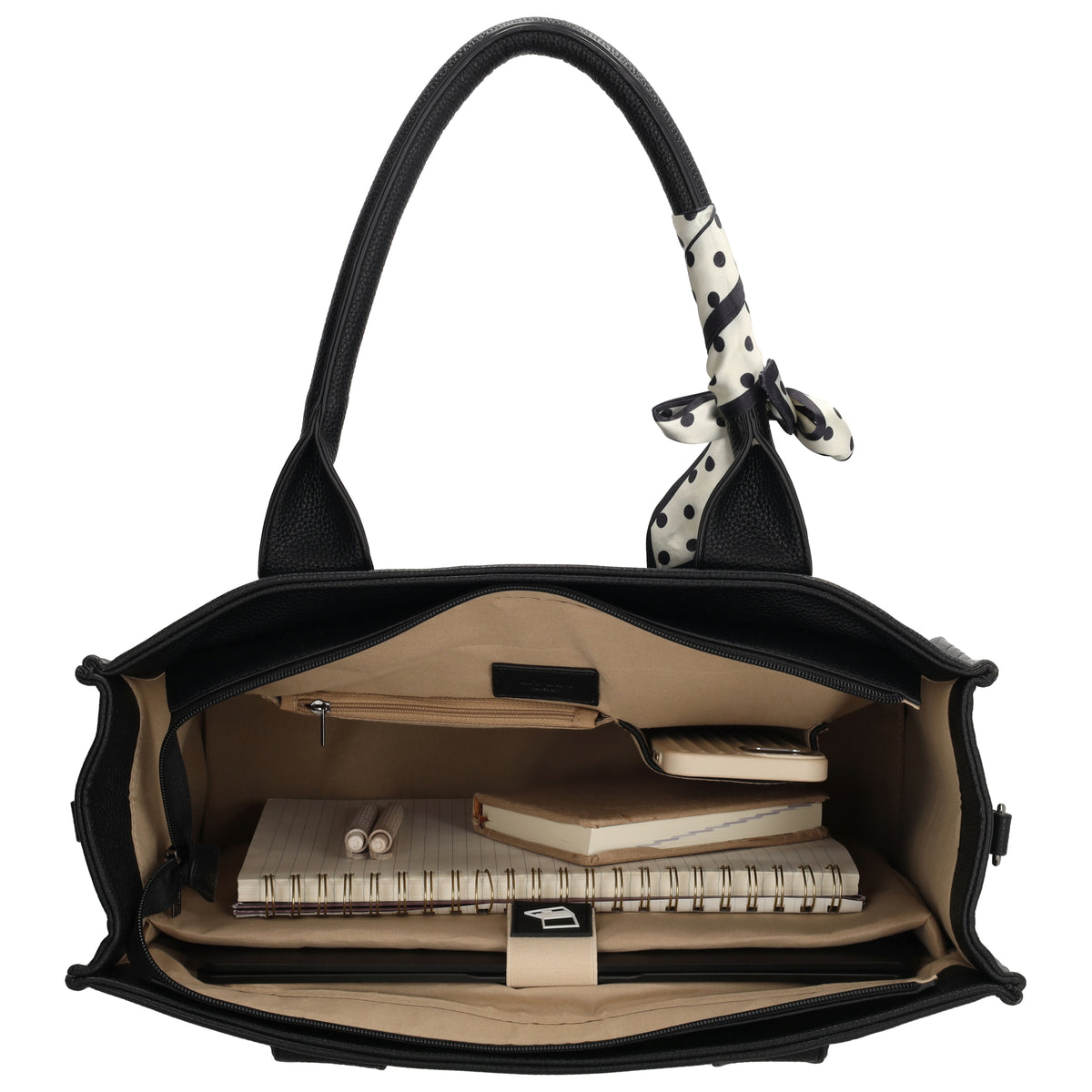 Bond Avenue - Sacoche pour ordinateur portable 15.6” noire à motif à pois