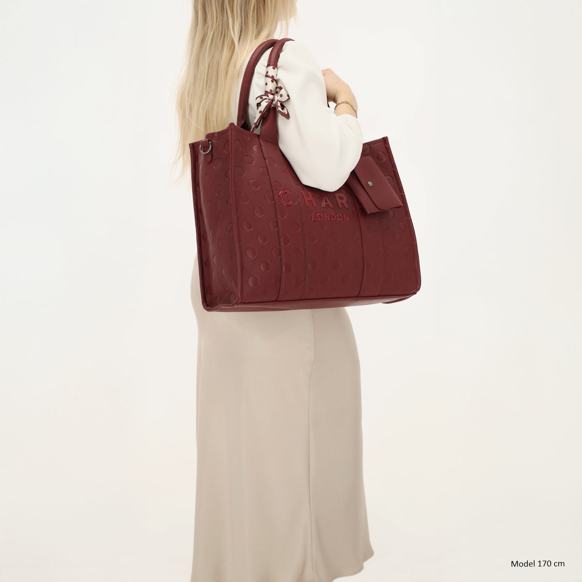 Bond Avenue - 15.6” Laptop Bag in Bordeaux with Polka-Dot Pattern