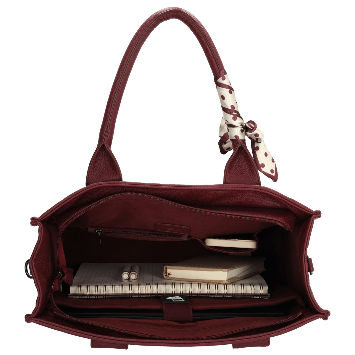 Bond Avenue - Sacoche pour ordinateur portable 15.6” bordeaux à motif à pois