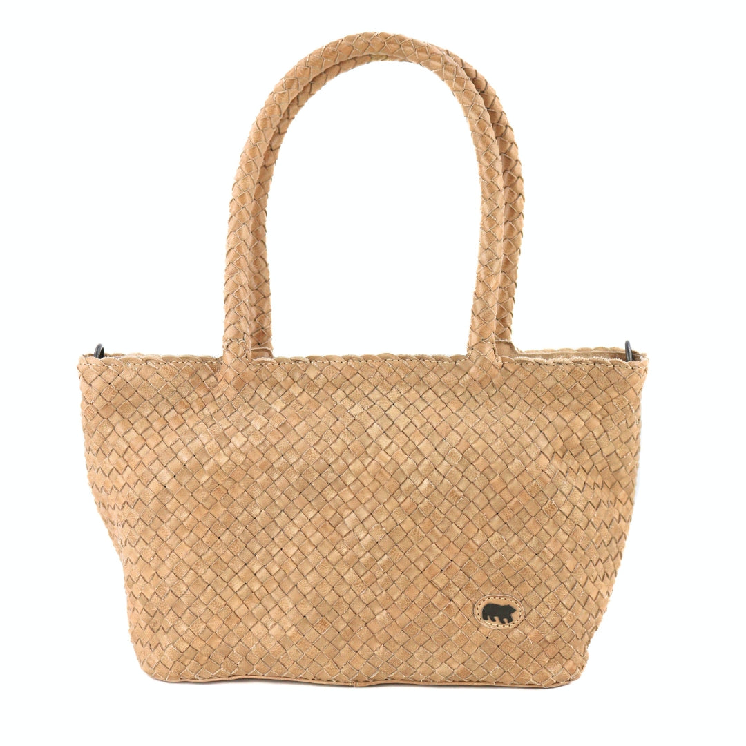 Gevlochten hand-/schoudertas 'Franca' beige