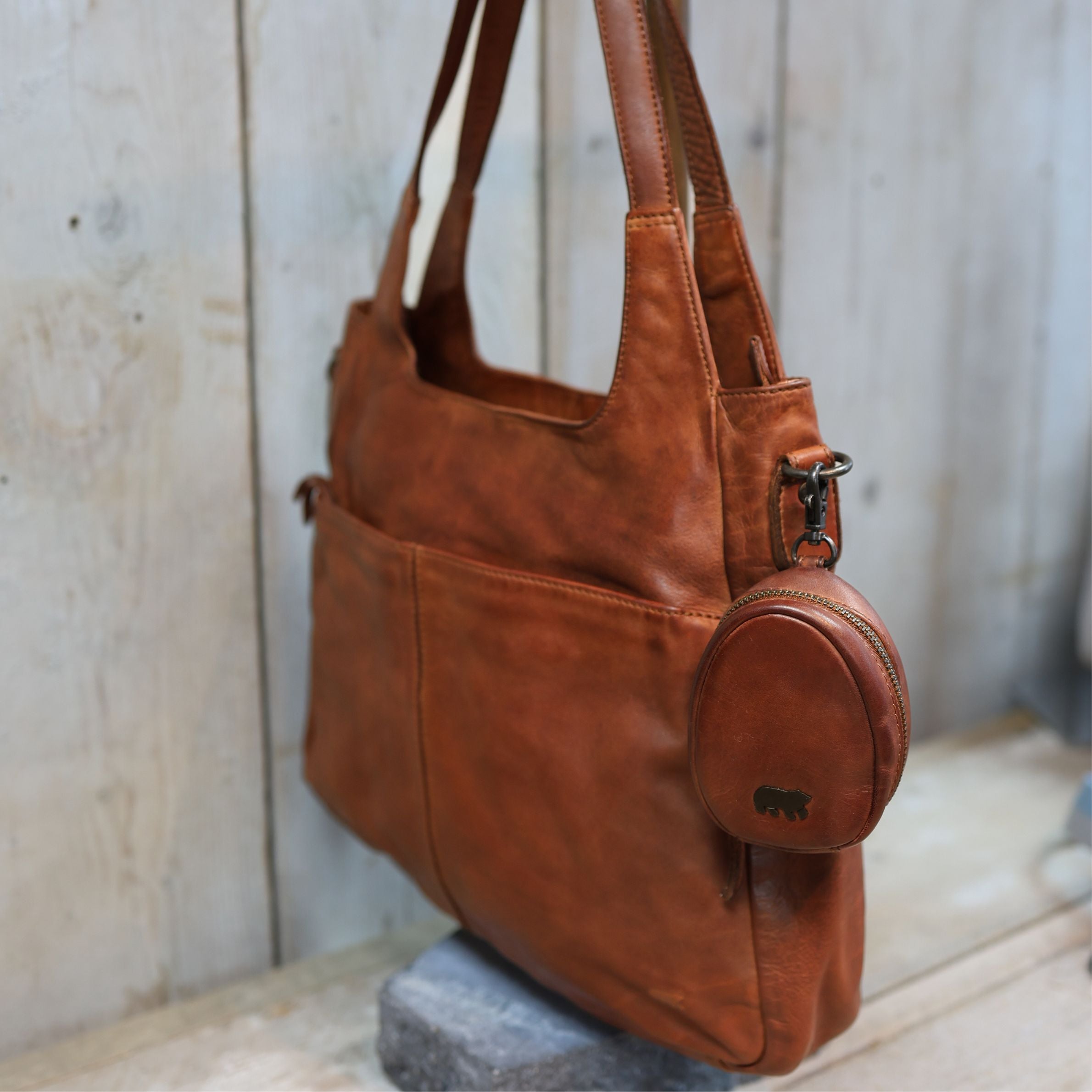 Bag Charm/Etui 'Fieke' cognac