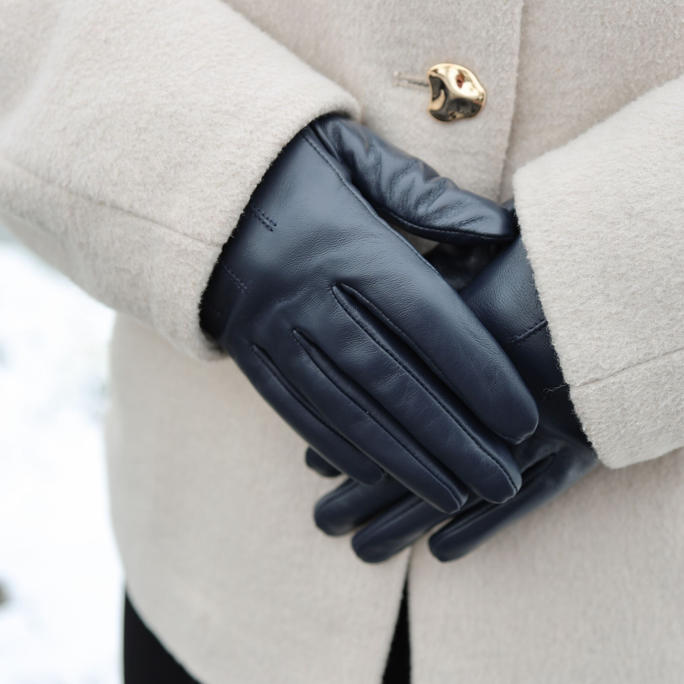 Leather women's gloves 'Claudia' navy