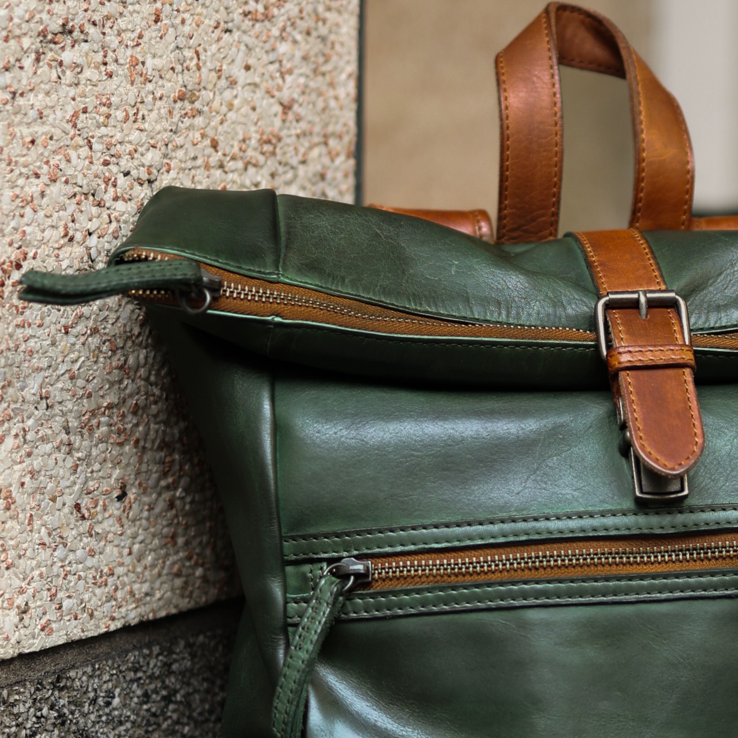 Backpack 'Rick' green/cognac