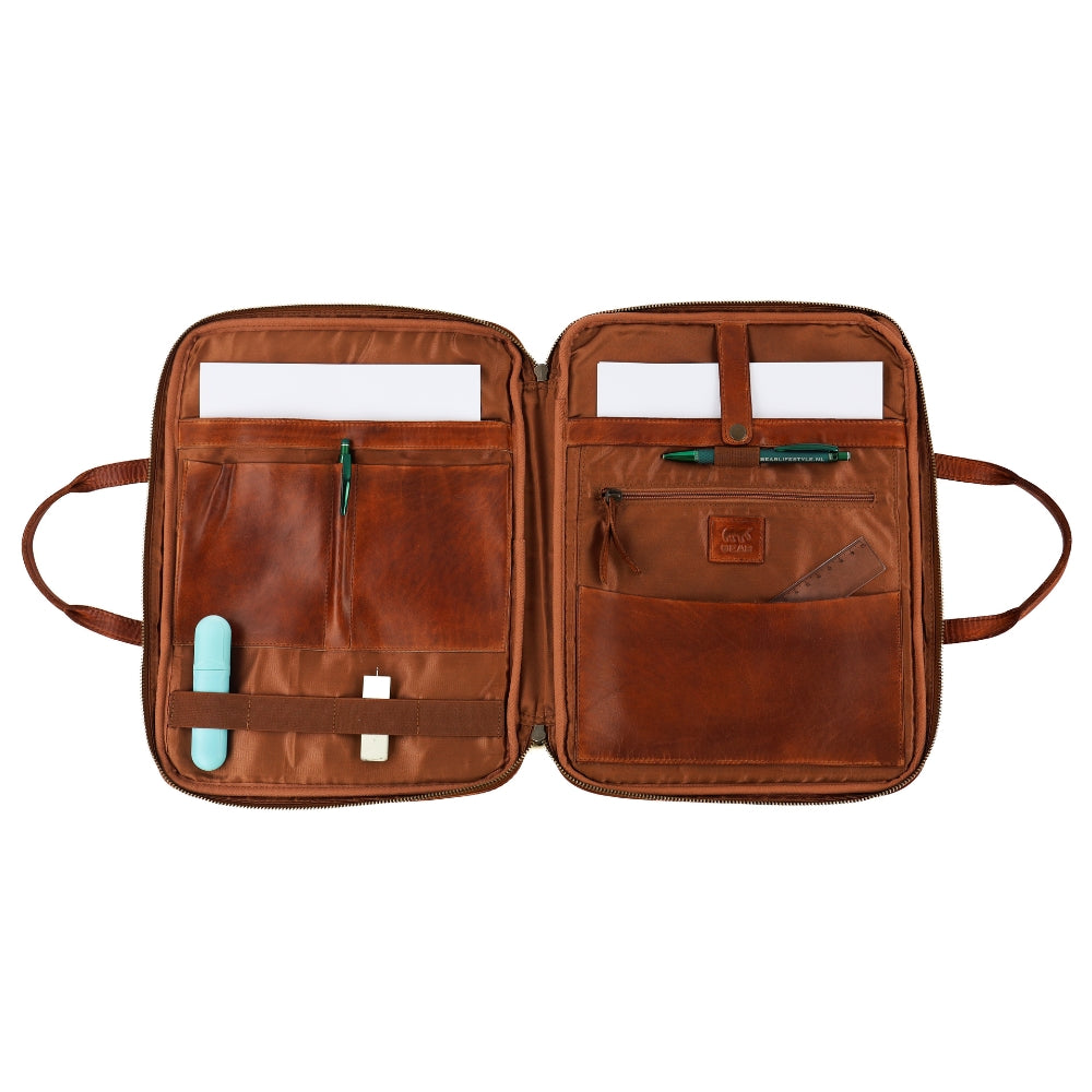 Compacte aktetas 'Cleo' cognac