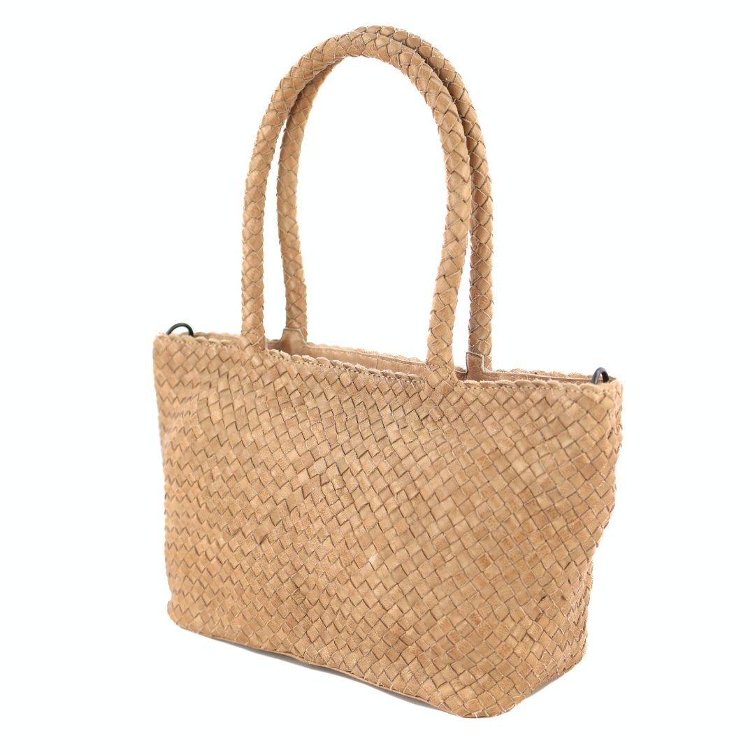 Gevlochten hand-/schoudertas 'Franca' beige