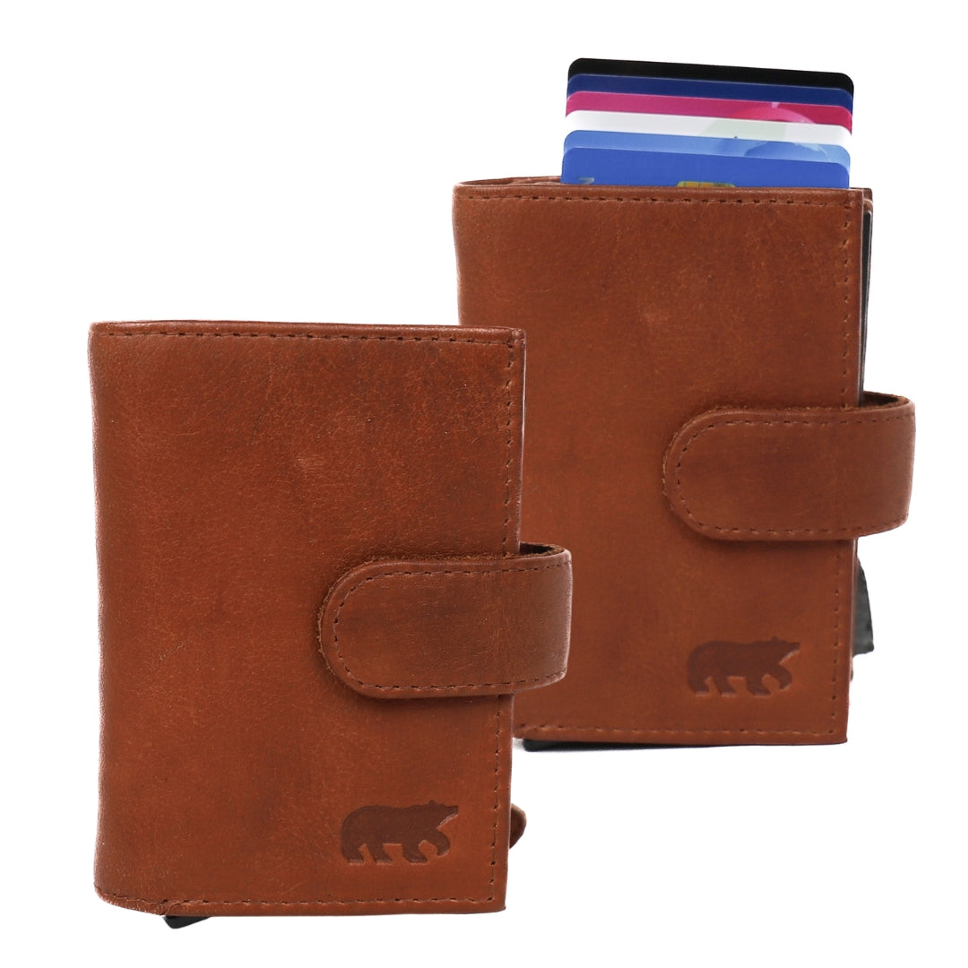 Double card holder 'Eric' cognac