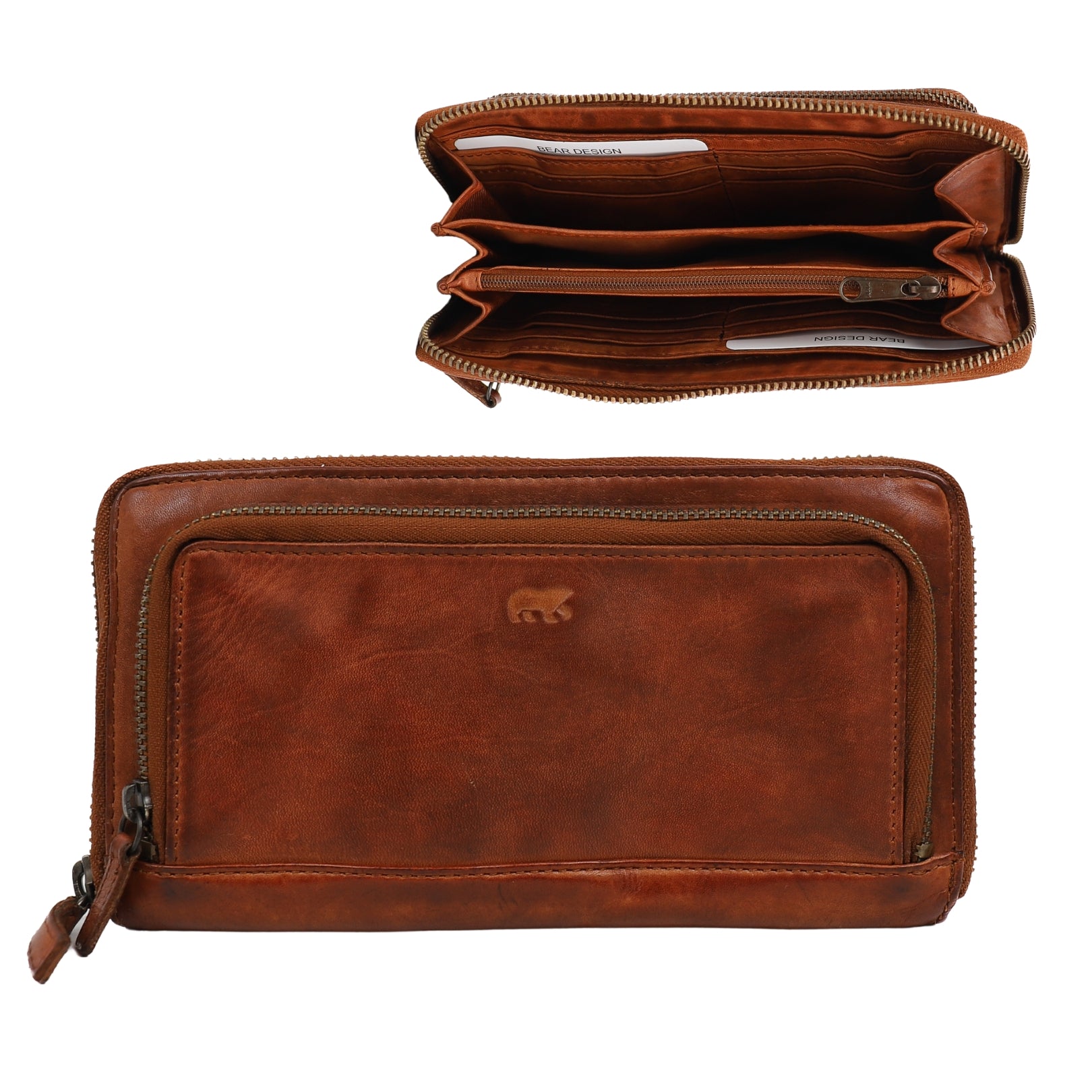 Zipper wallet 'Isa' cognac - CL 14851