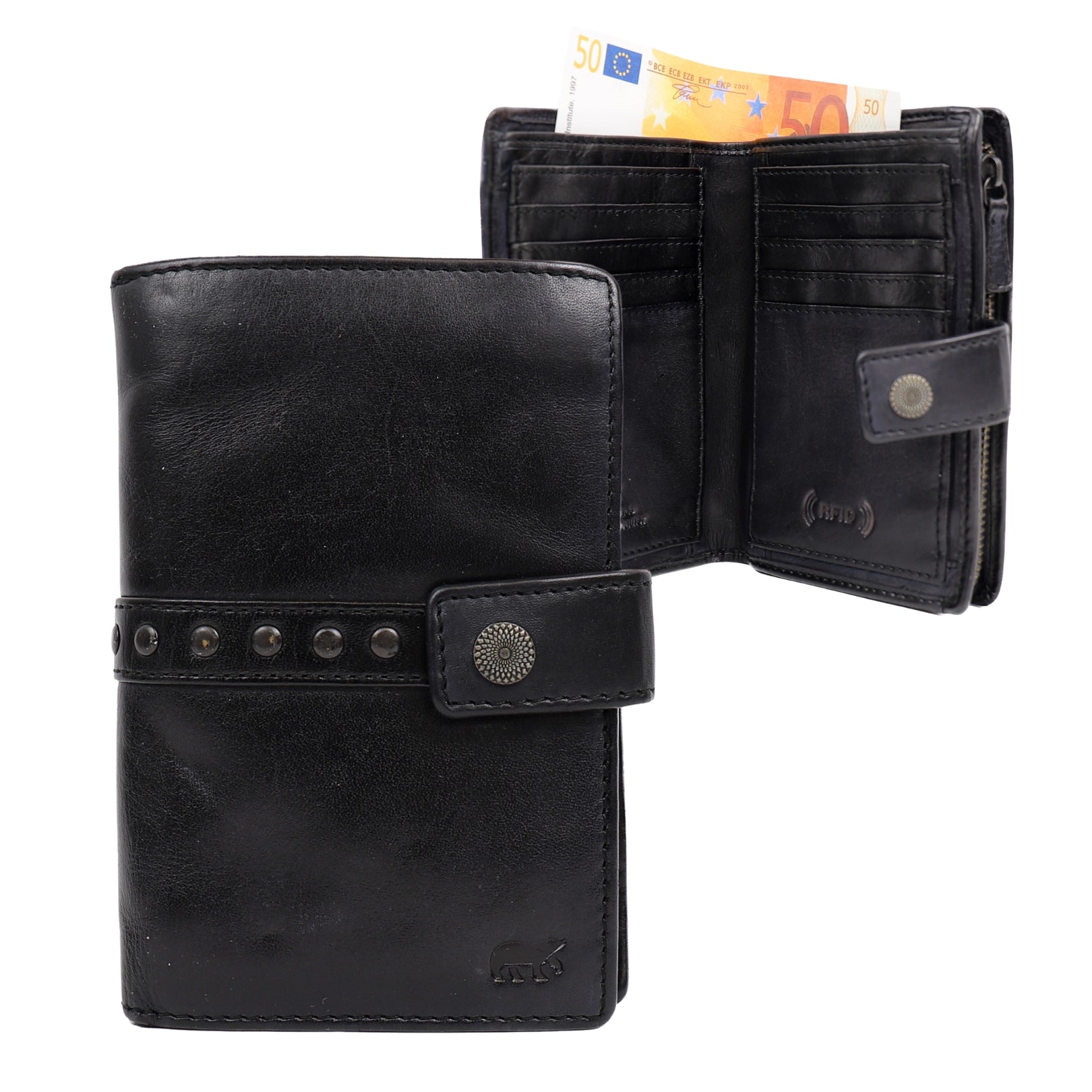 Wallet 'Sanne' black studs - CL 15087