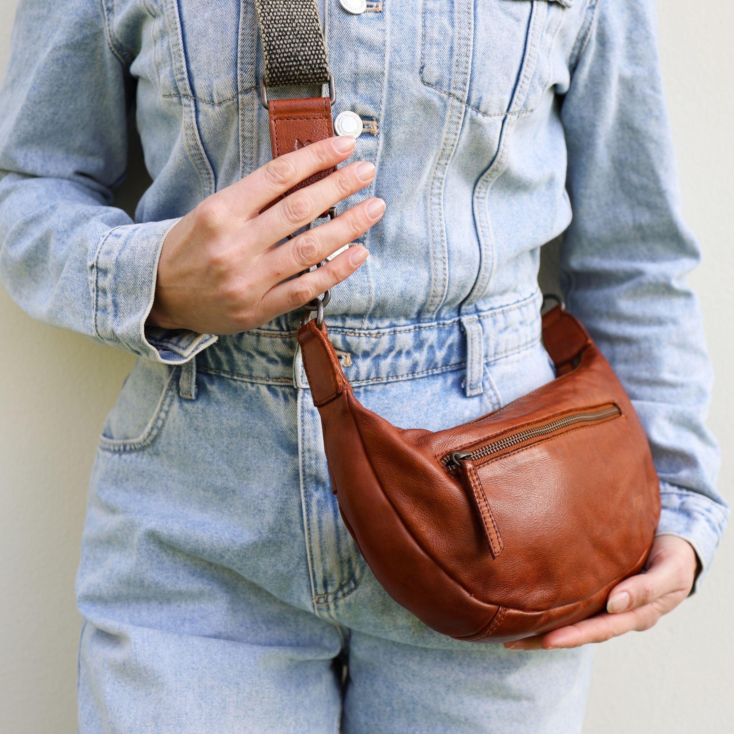 Crossbody tasje 'Clara' cognac