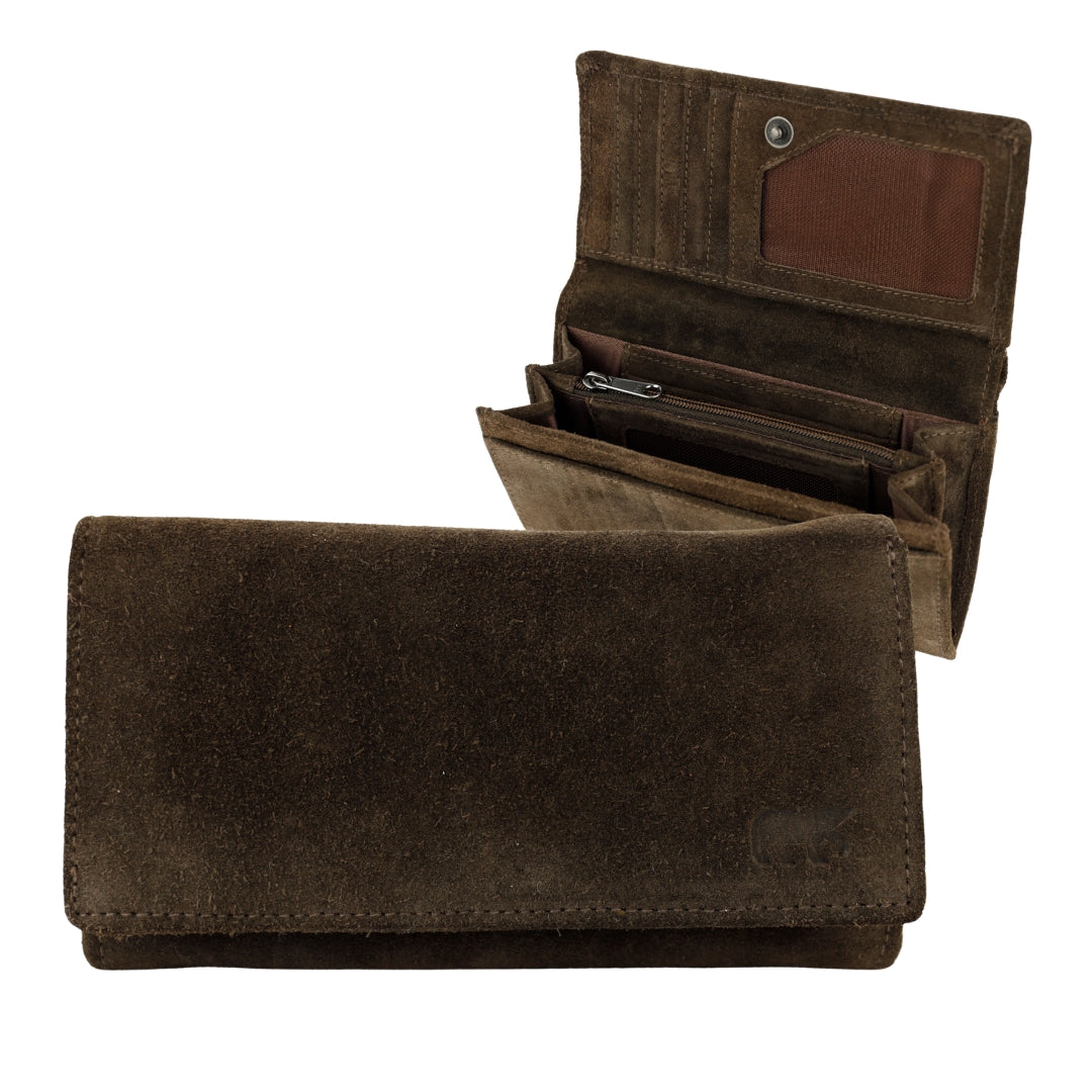 Suede RFID Wrap wallet 'Sweety' XL dark brown