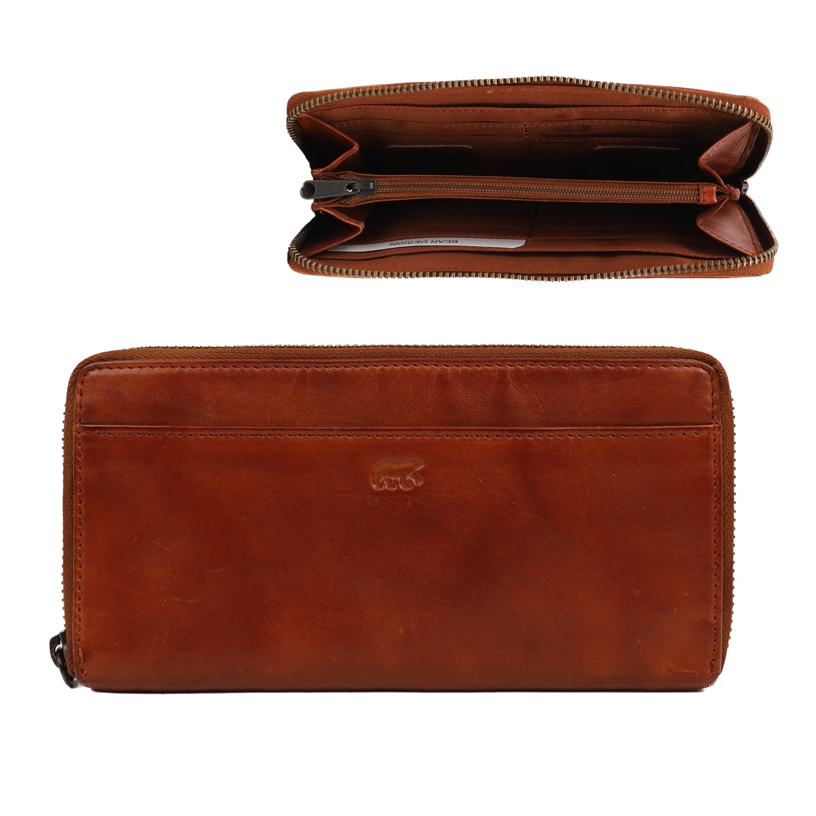 Zipper wallet 'Sofie' cognac - CL 15882