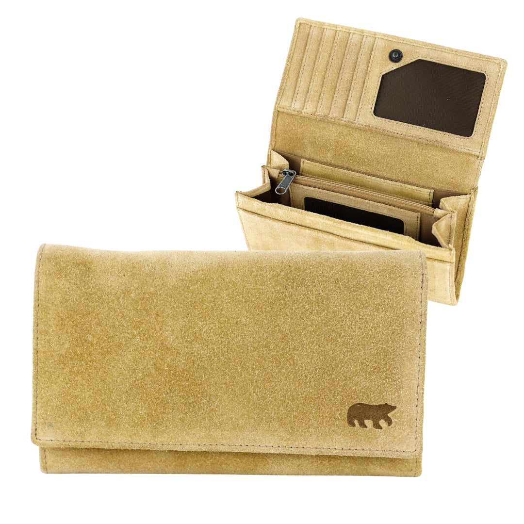 Suede RFID Wrap wallet 'Sweety' XL bisquit