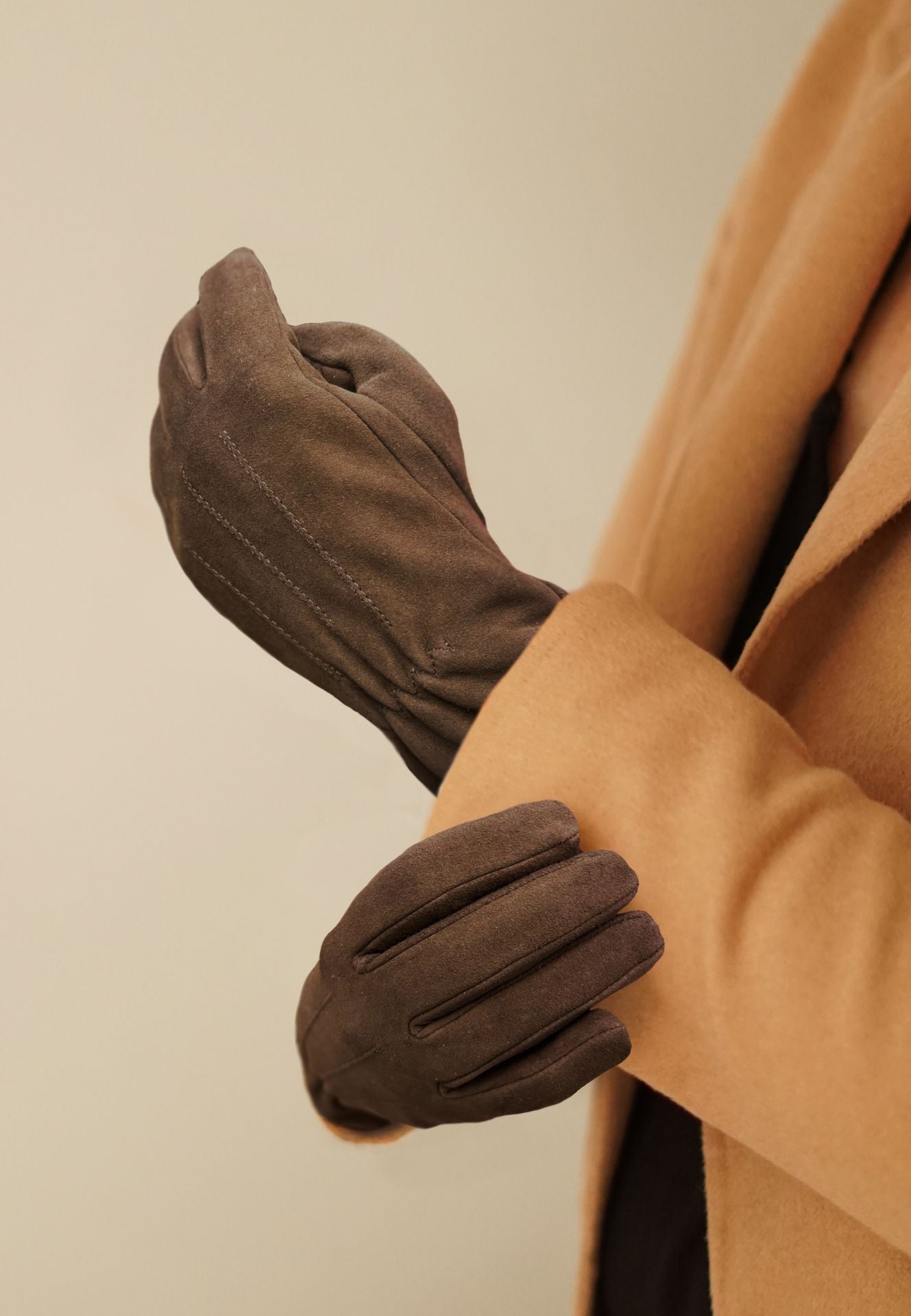 Suède handschoenen 'Luna' tabacco