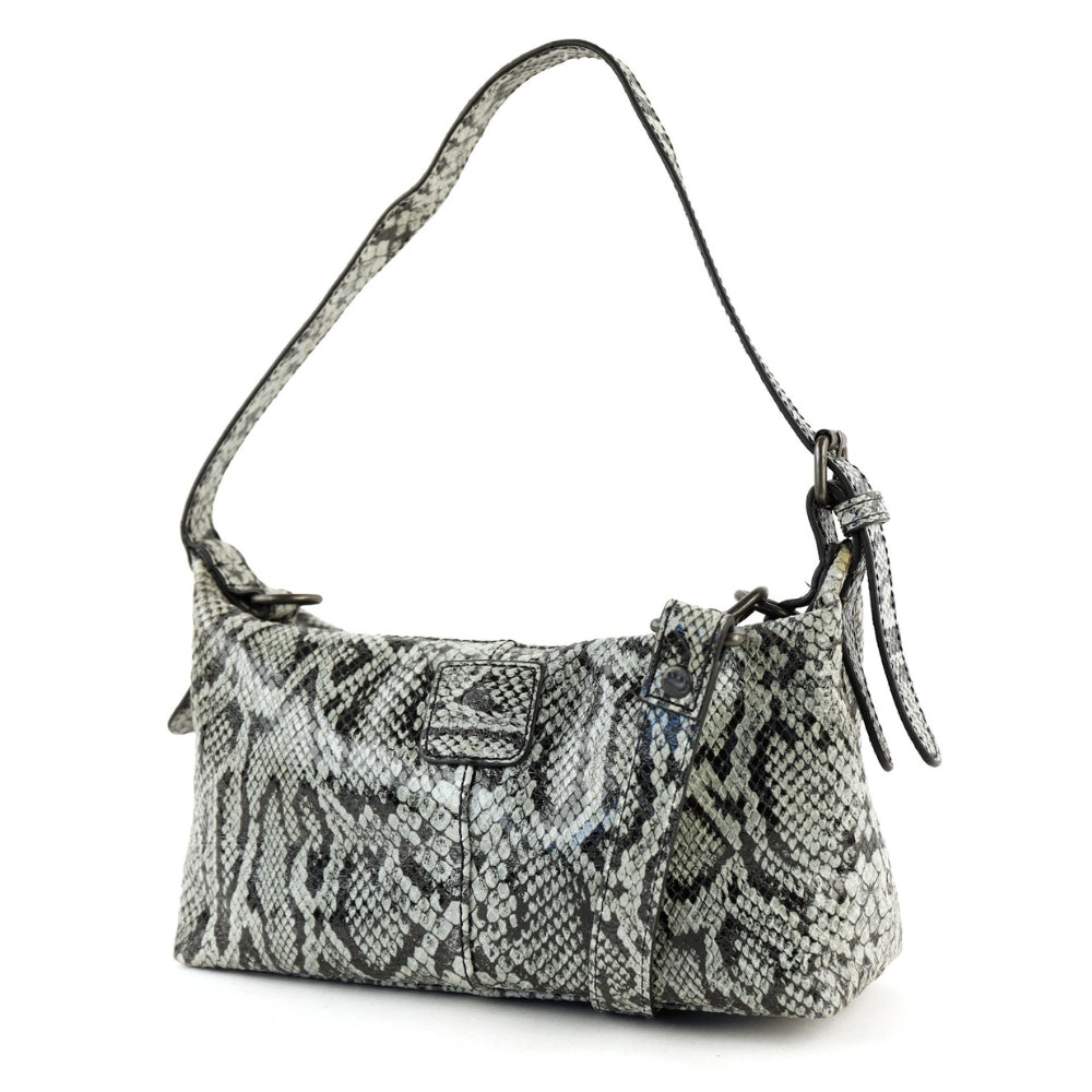 Small hand/shoulder bag 'Gemma' snake grey