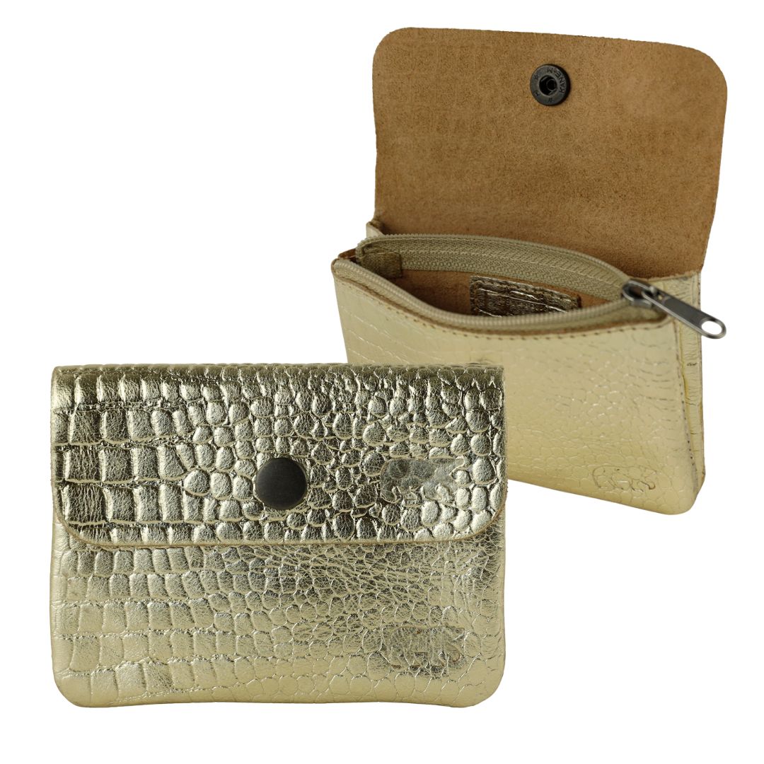 Portemonneetje 'Pietje' croco champagne