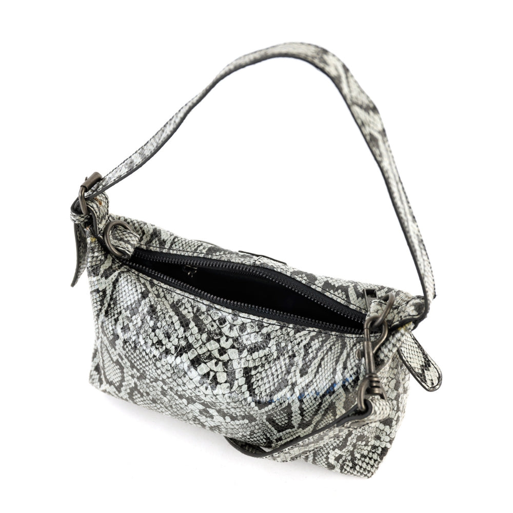 Small hand/shoulder bag 'Gemma' snake grey